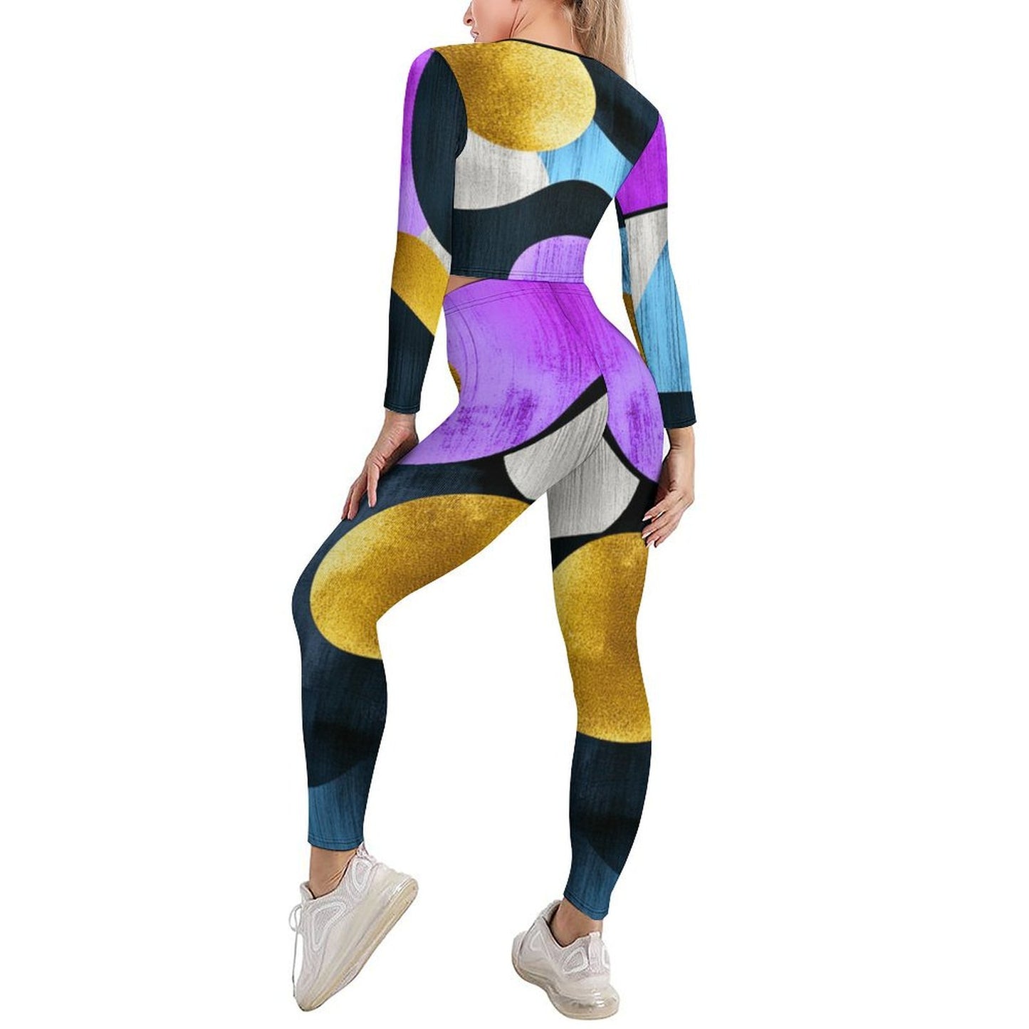 V neck sweatshirt set Women's V-neck Long Sleeve Yoga Set