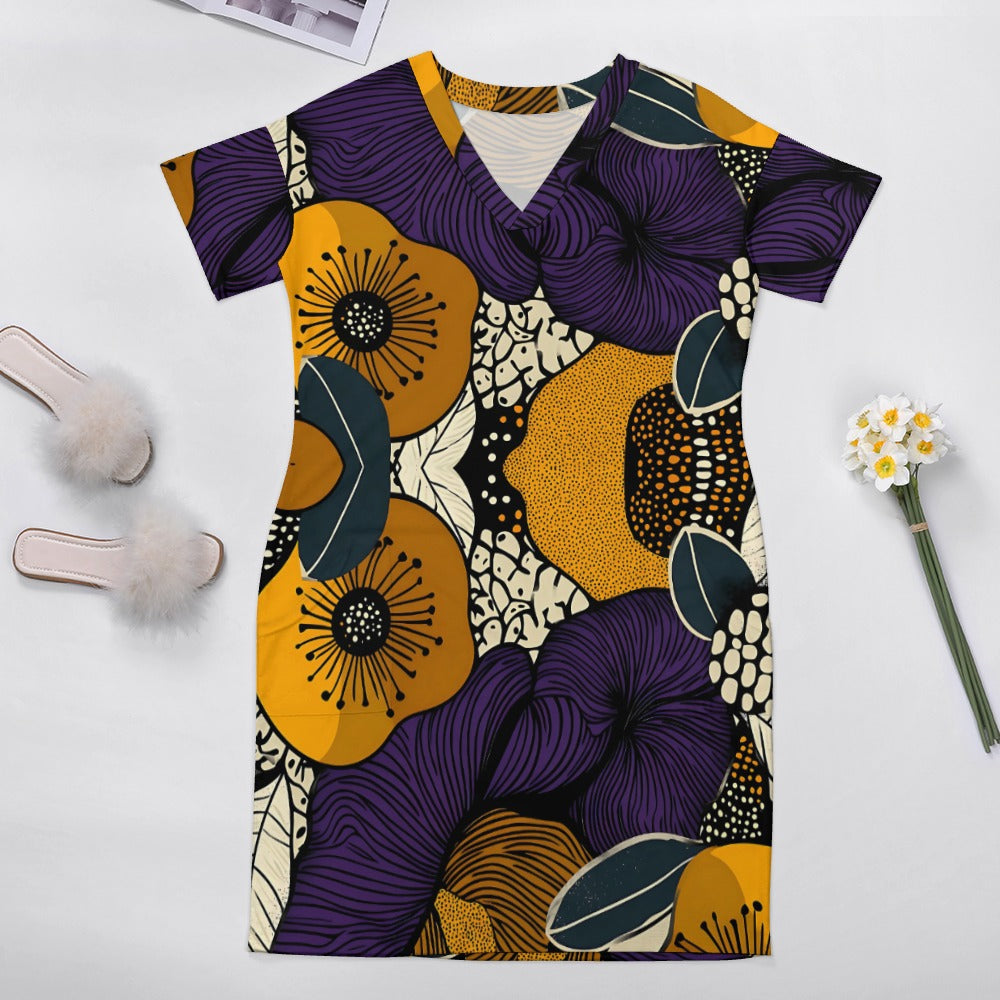 Floral Pattern Loose Pocket Dress
