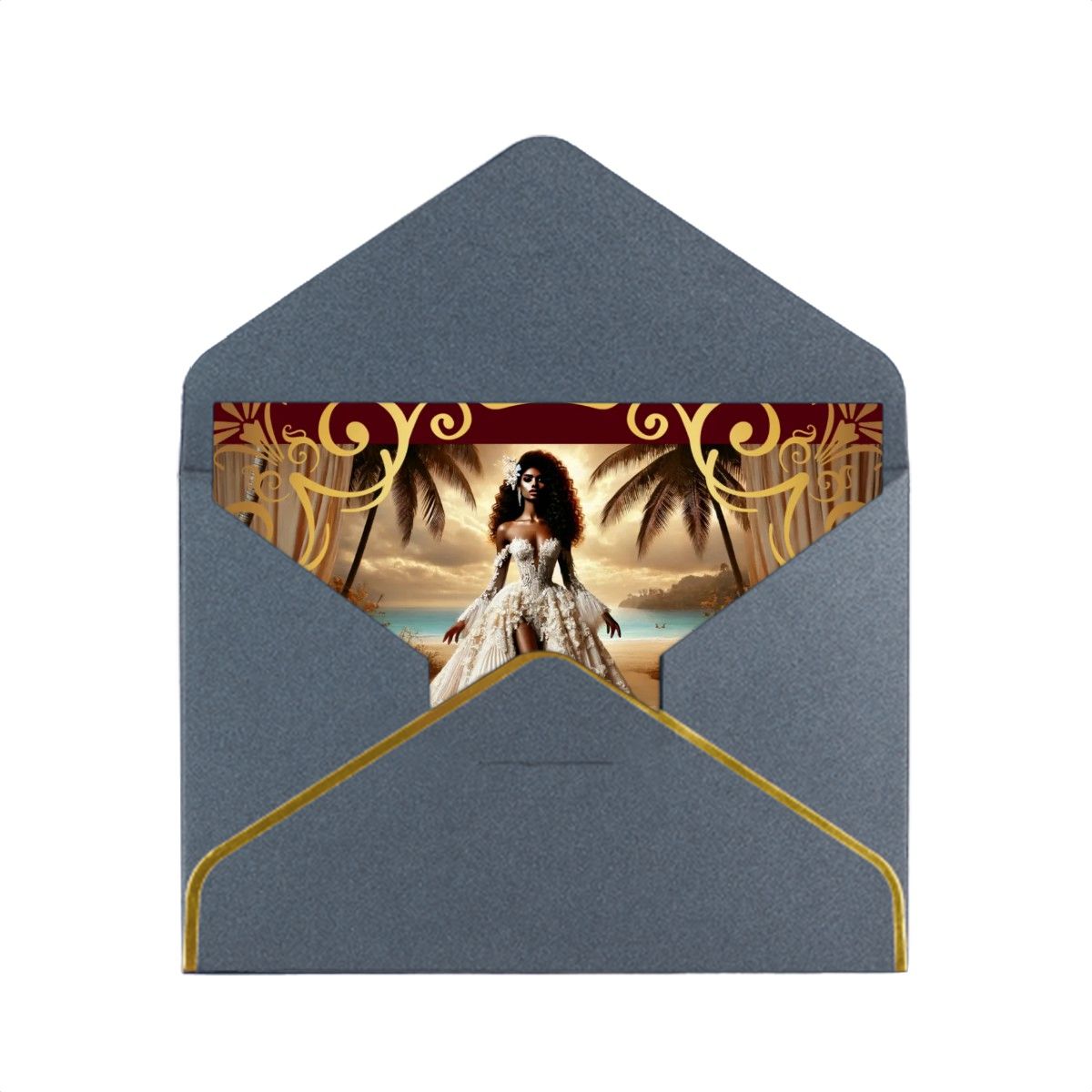Wedding Golden Edge Greeting Cards (Horizontal)