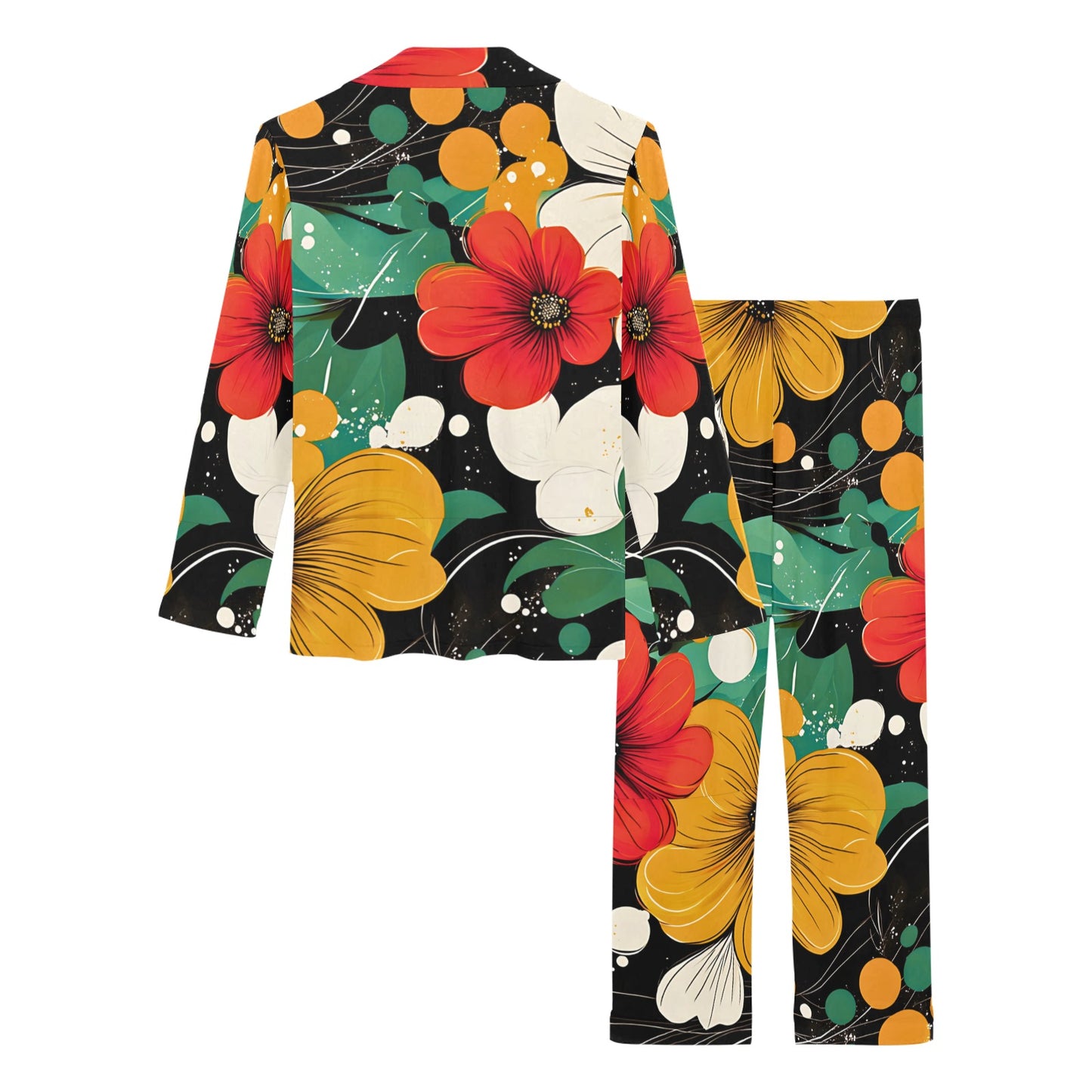 Floral Pattern Women's Long Pajama Set