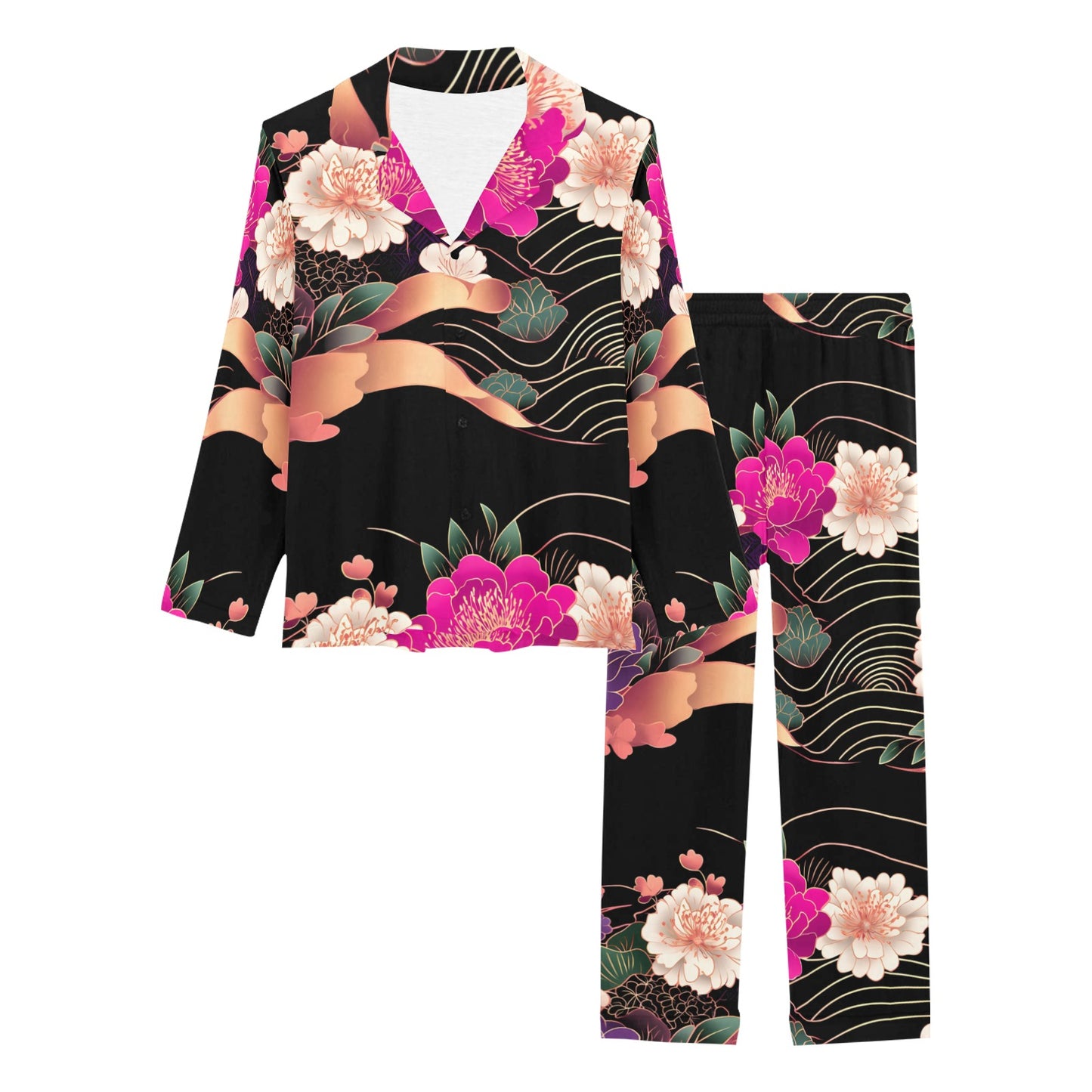 Floral Pattern Women's Pajama Set Women's Long Pajama Set