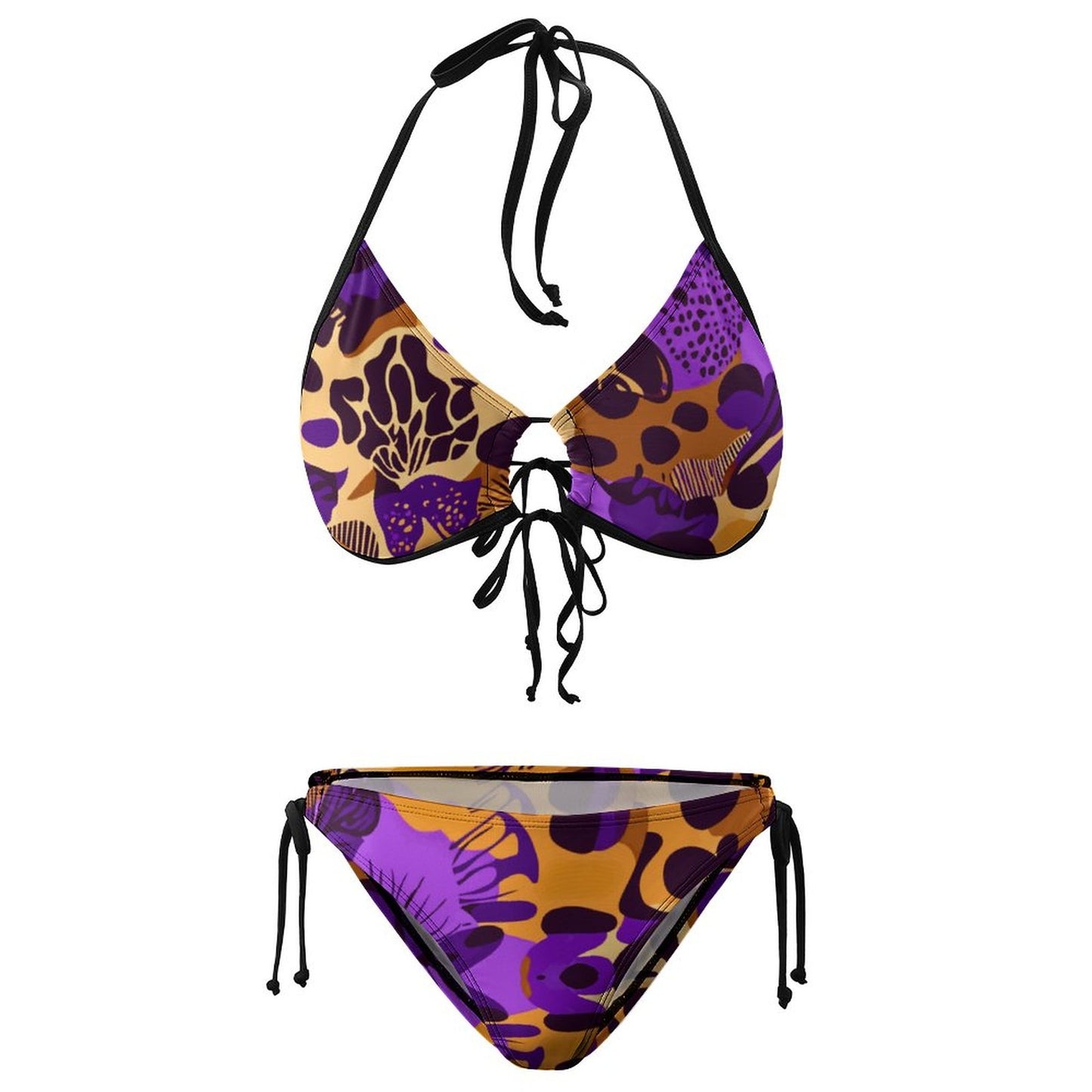 Plus Size Halter Tie Front Bikini Set BK2059 (All-Over Printing)
