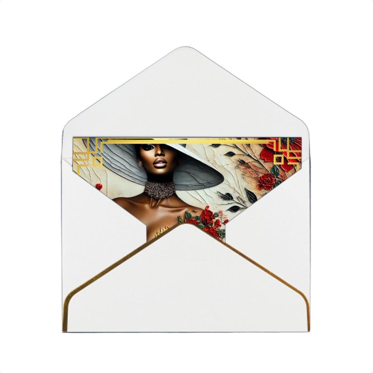 Wedding Golden Edge Greeting Cards (Horizontal)