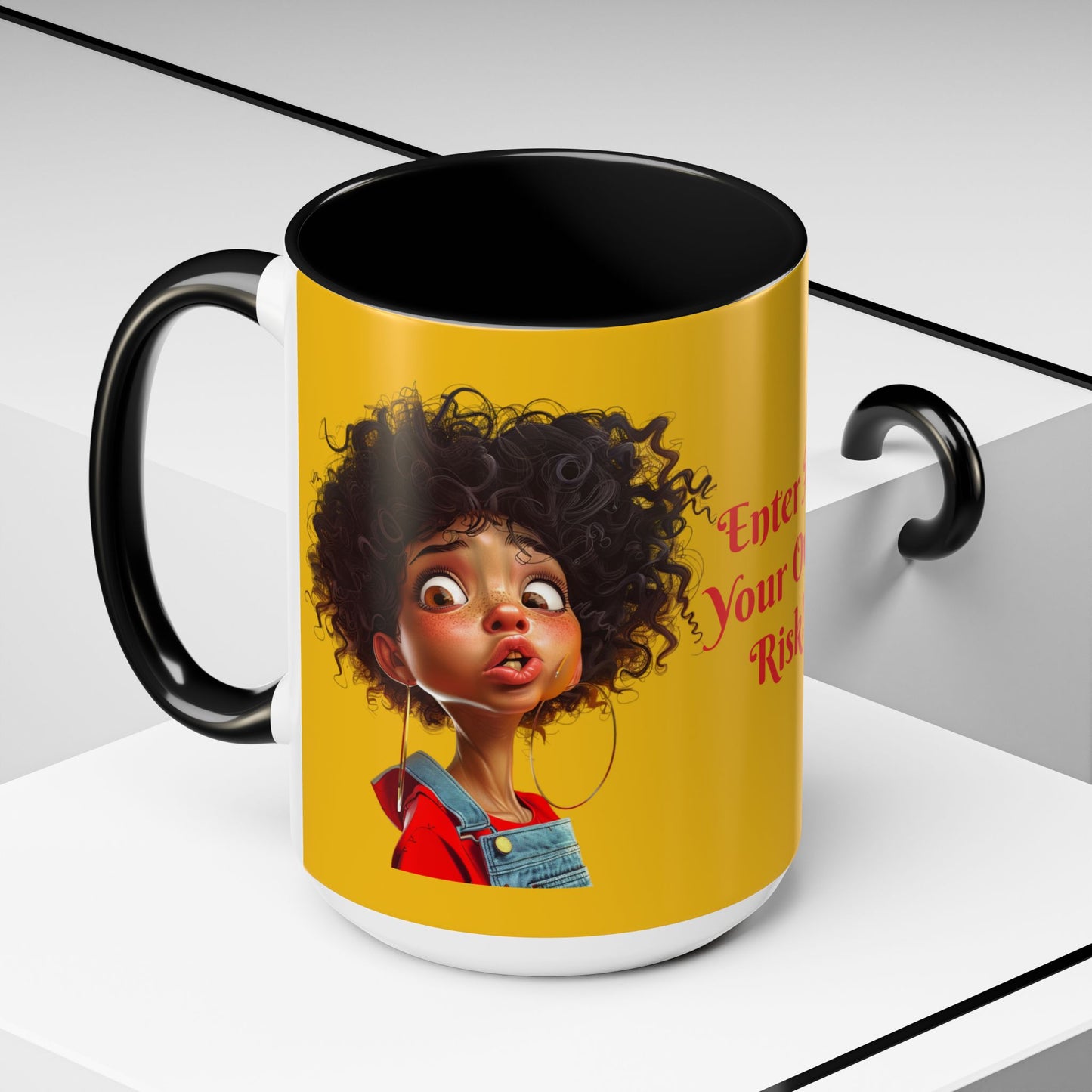Enter At Your Own Risk Accent Coffee Mug (11, 15oz) #EYOR2