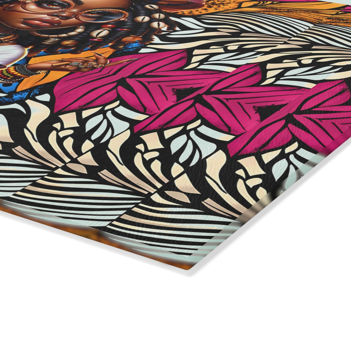 Glass Cutting Board, Afrocentric Kitchen Decor, Ankara Pattern Glass Board, Ethnic Design Cheese Board, Unique Housewarming Gift