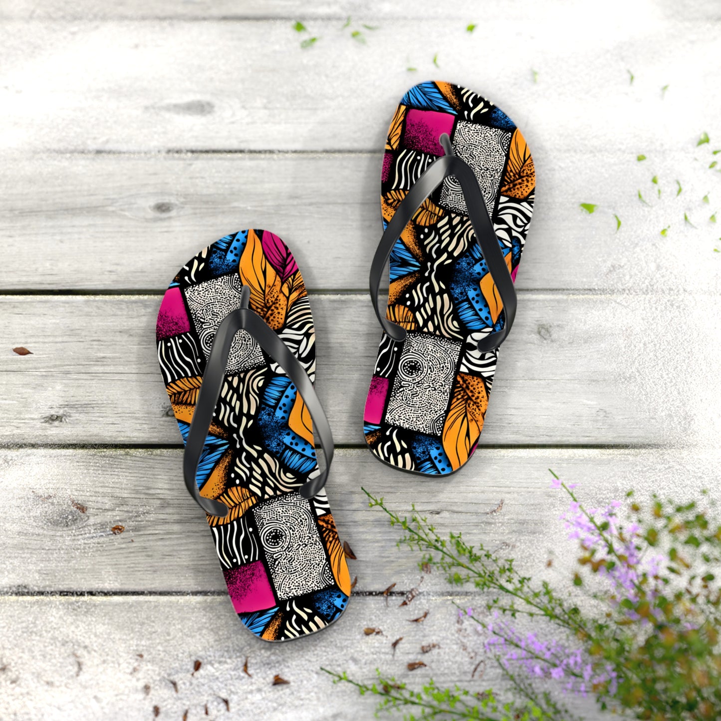 Floral and Feather Flip Flops | Beach Sandals for Summer Vibes Vacation Footwear