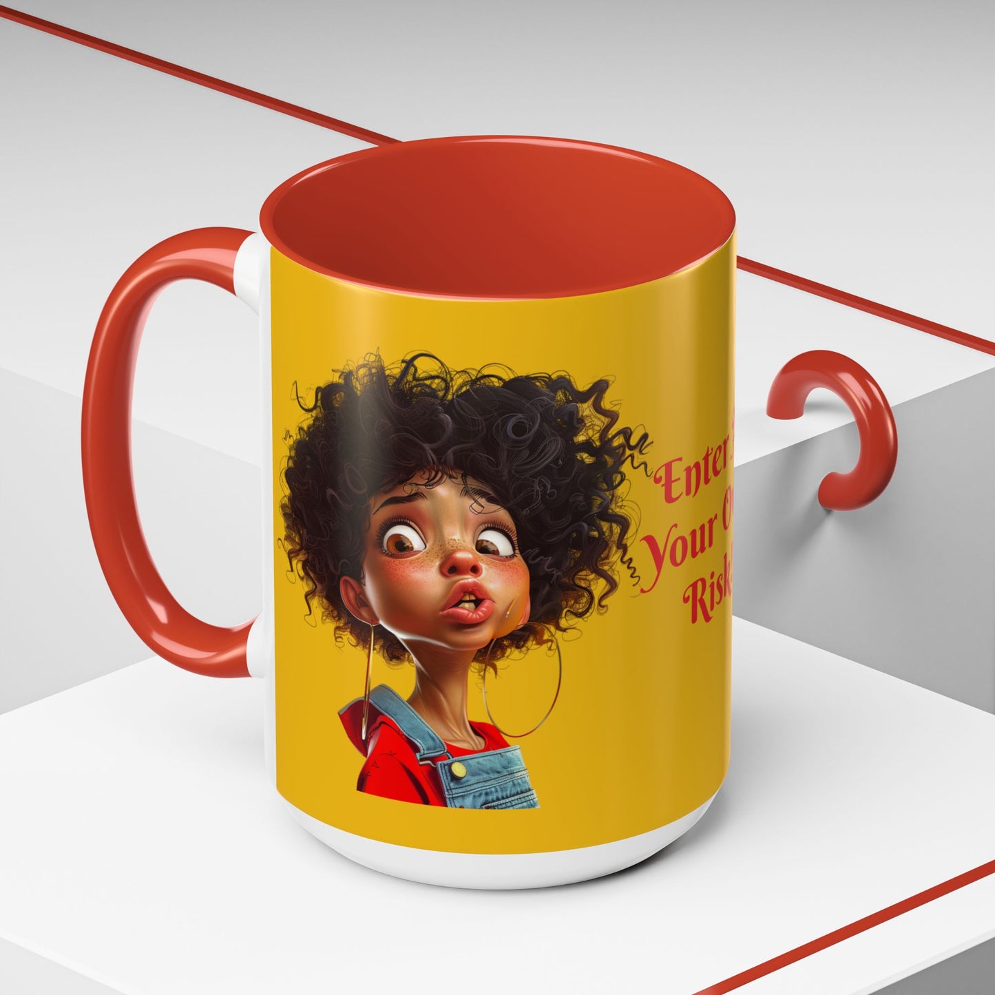 Enter At Your Own Risk Accent Coffee Mug (11, 15oz) #EYOR2