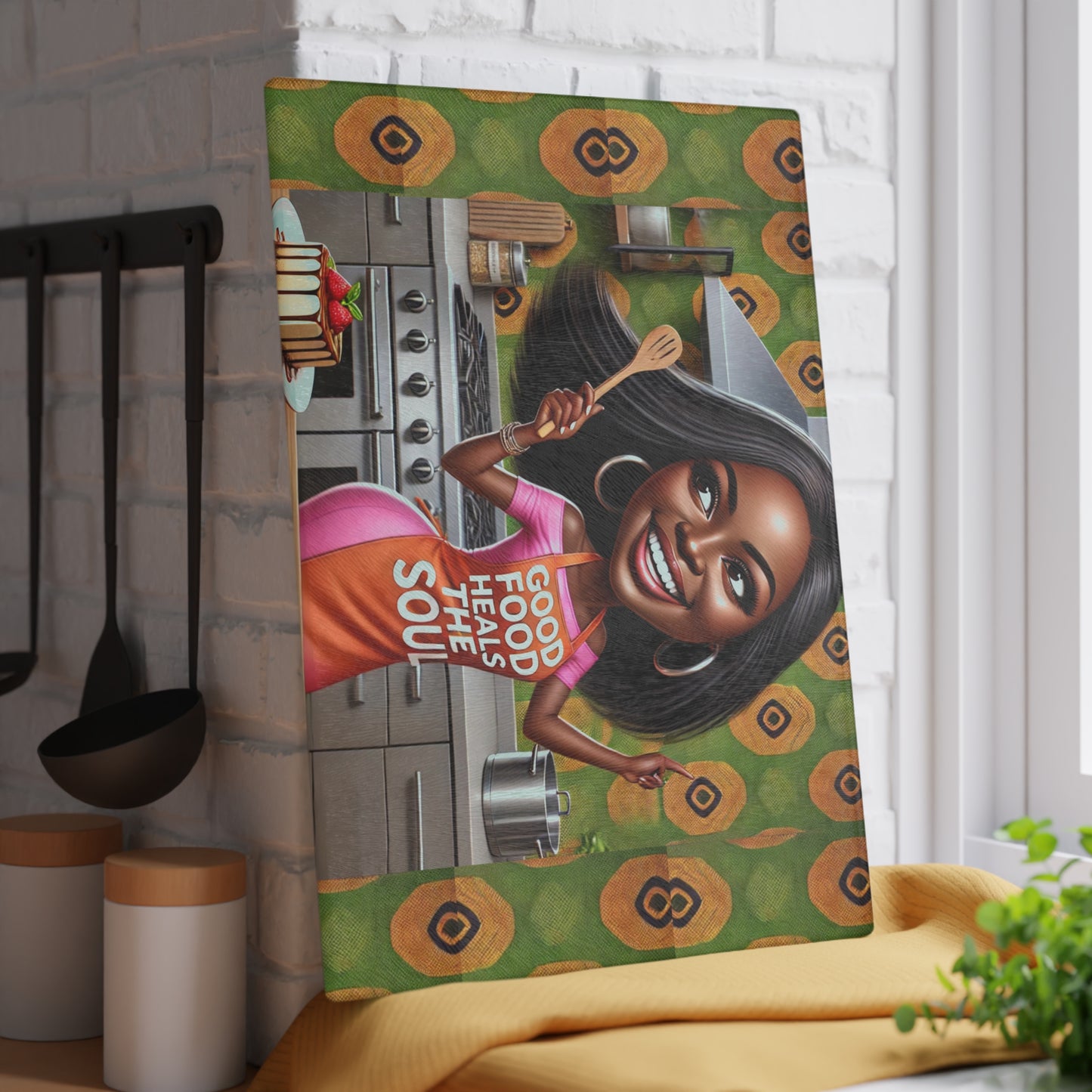 Soulful Bites and Kitchen Delights Glass Cutting Board #SBKD1