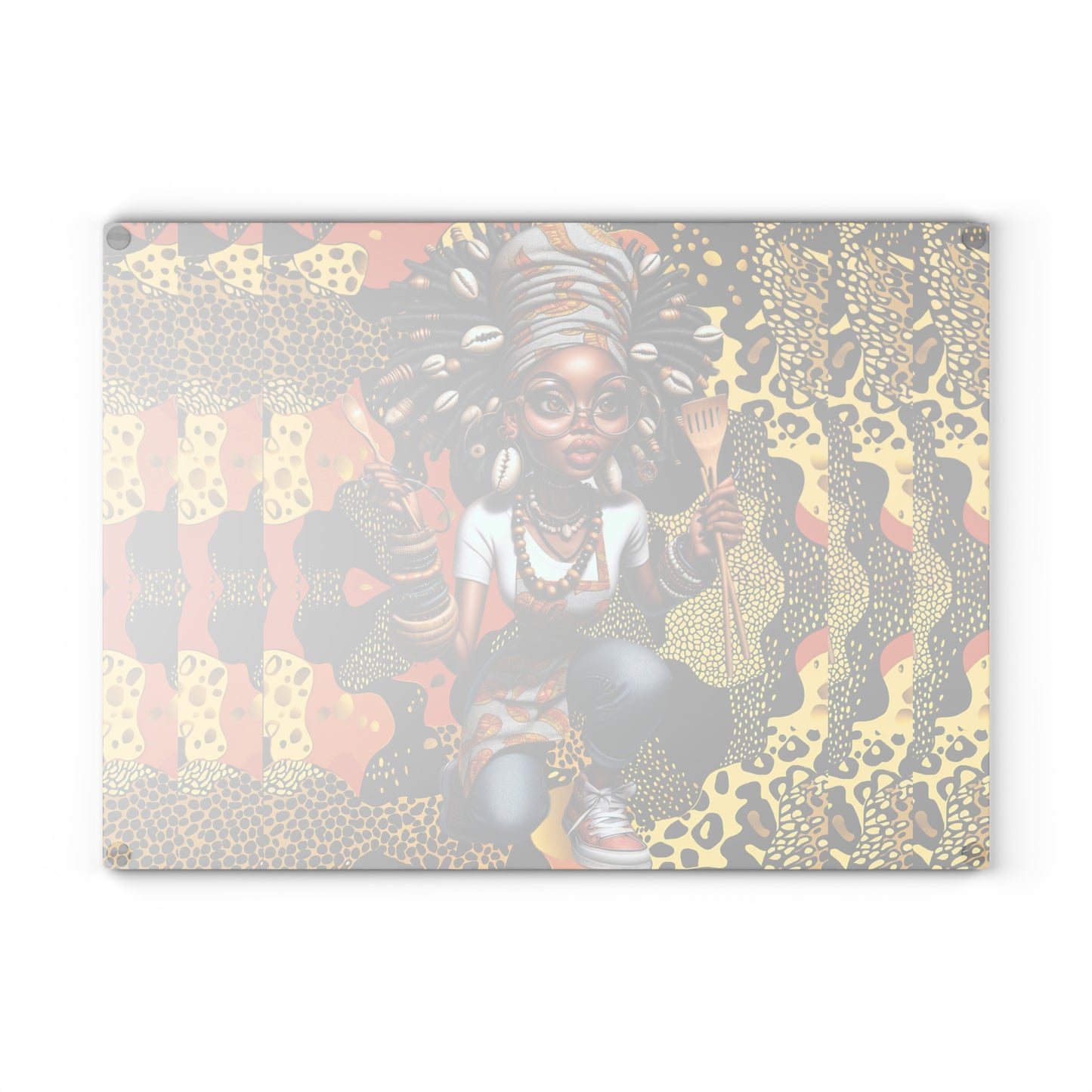 Glass Cutting Board, Afrocentric Kitchen Decor, Ankara Pattern Glass Board, Ethnic Design Cheese Board, Unique Housewarming Gift