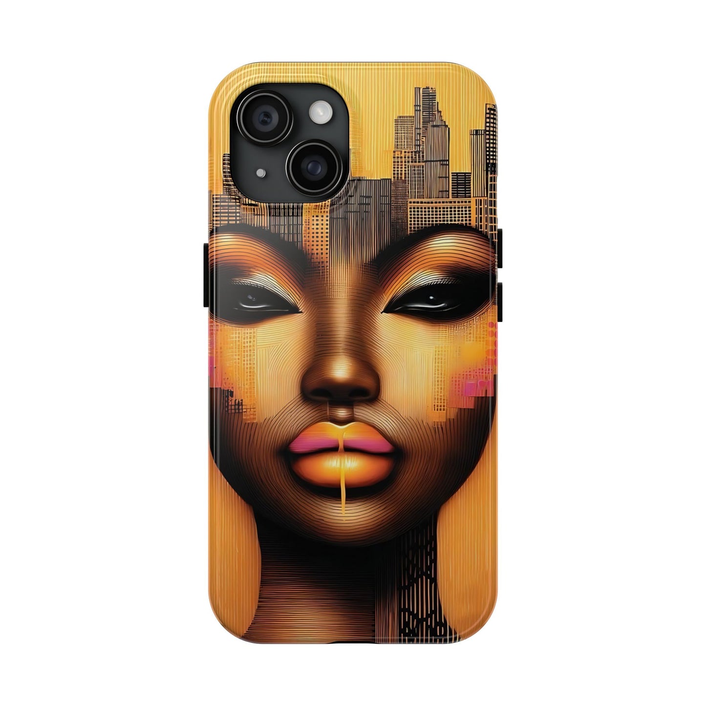 Afrocentric Tough Phone Case, City Girl On The Move Unique Design, Urban Street Style, Protective Cellphone Cover, Trendy Mobile Accessory