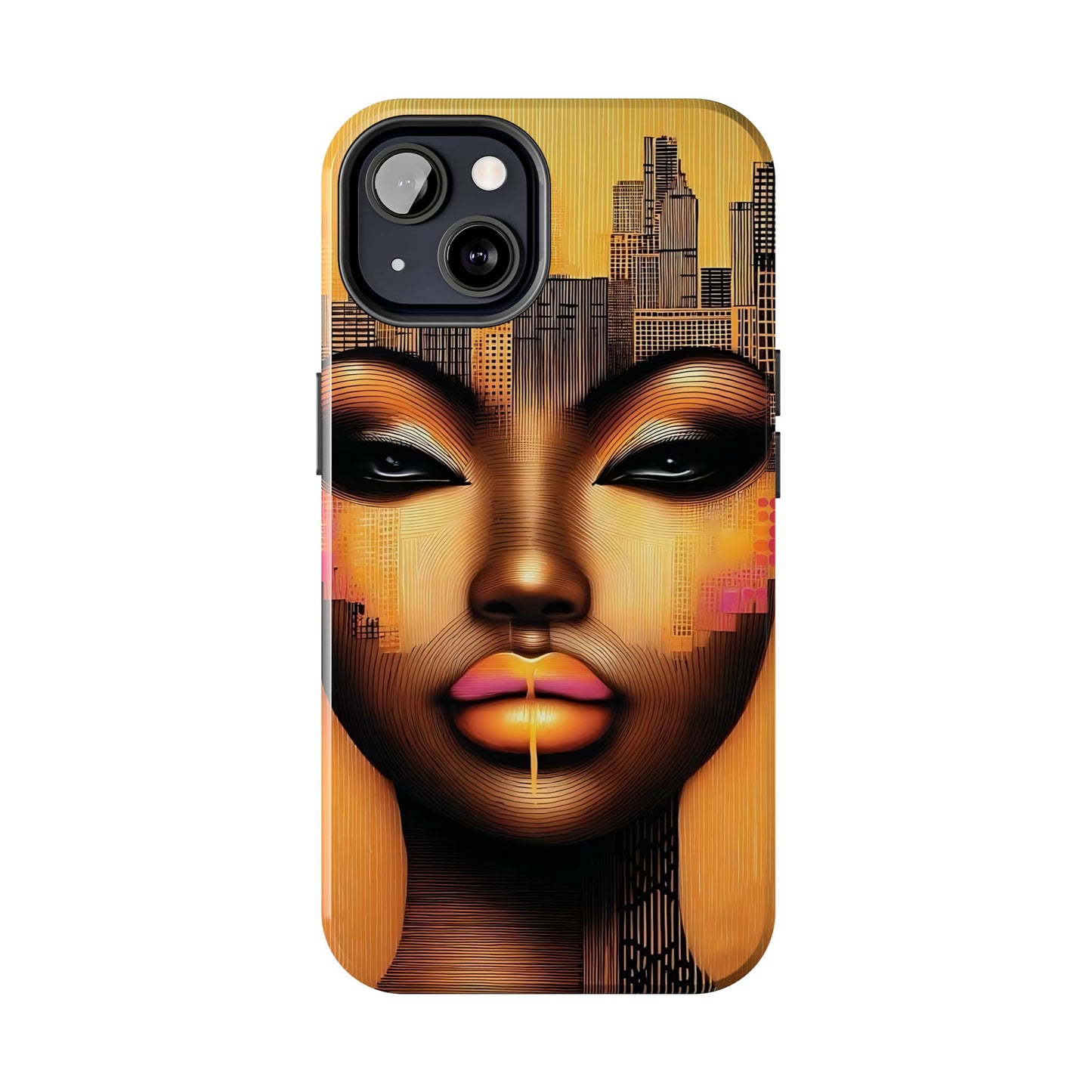 Afrocentric Tough Phone Case, City Girl On The Move Unique Design, Urban Street Style, Protective Cellphone Cover, Trendy Mobile Accessory