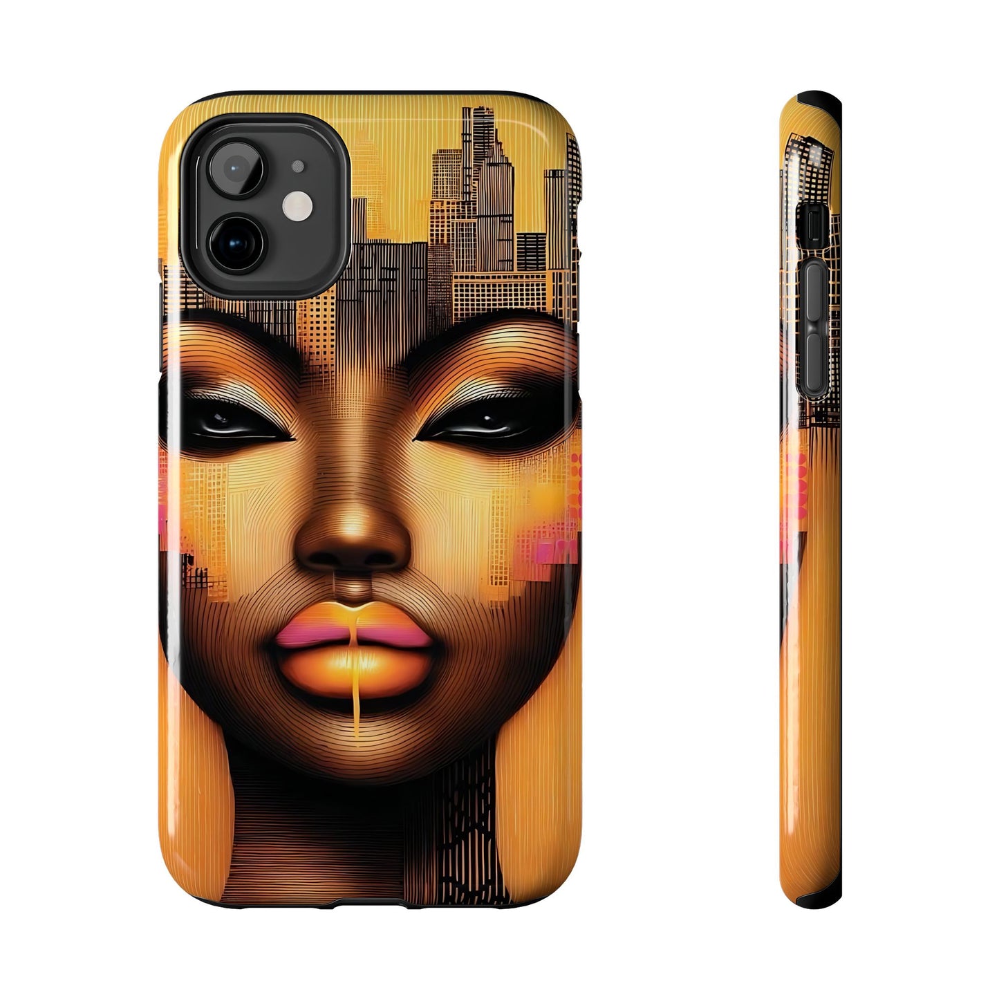 Afrocentric Tough Phone Case, City Girl On The Move Unique Design, Urban Street Style, Protective Cellphone Cover, Trendy Mobile Accessory