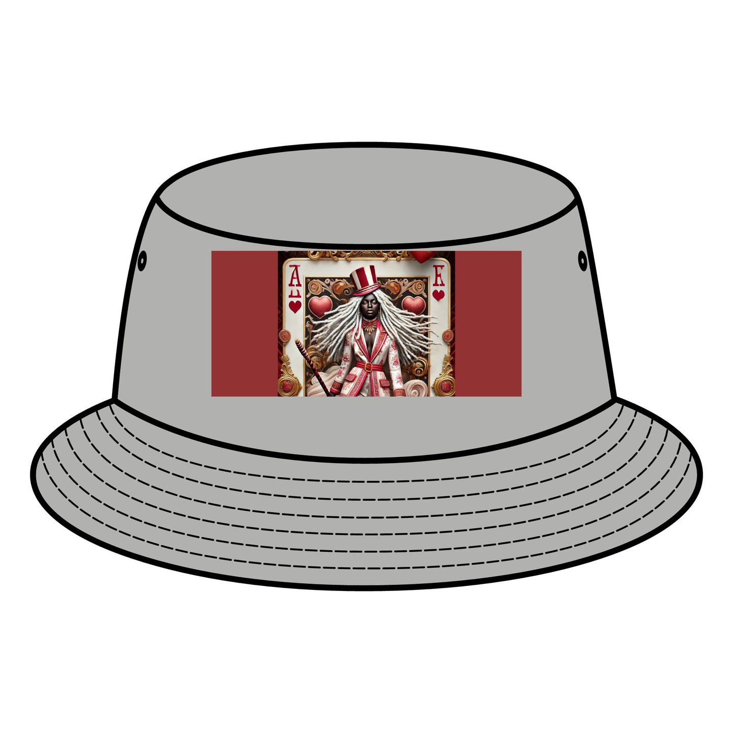 Queen of Hearts Bucket Hat - Stylish Canvas Hat for Festivals & Casual Outings
