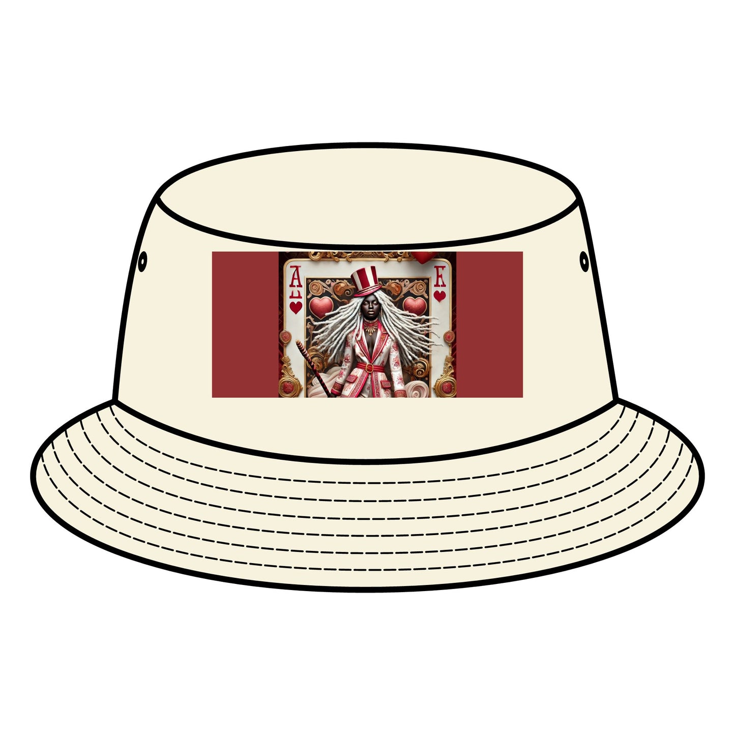 Queen of Hearts Bucket Hat - Stylish Canvas Hat for Festivals & Casual Outings