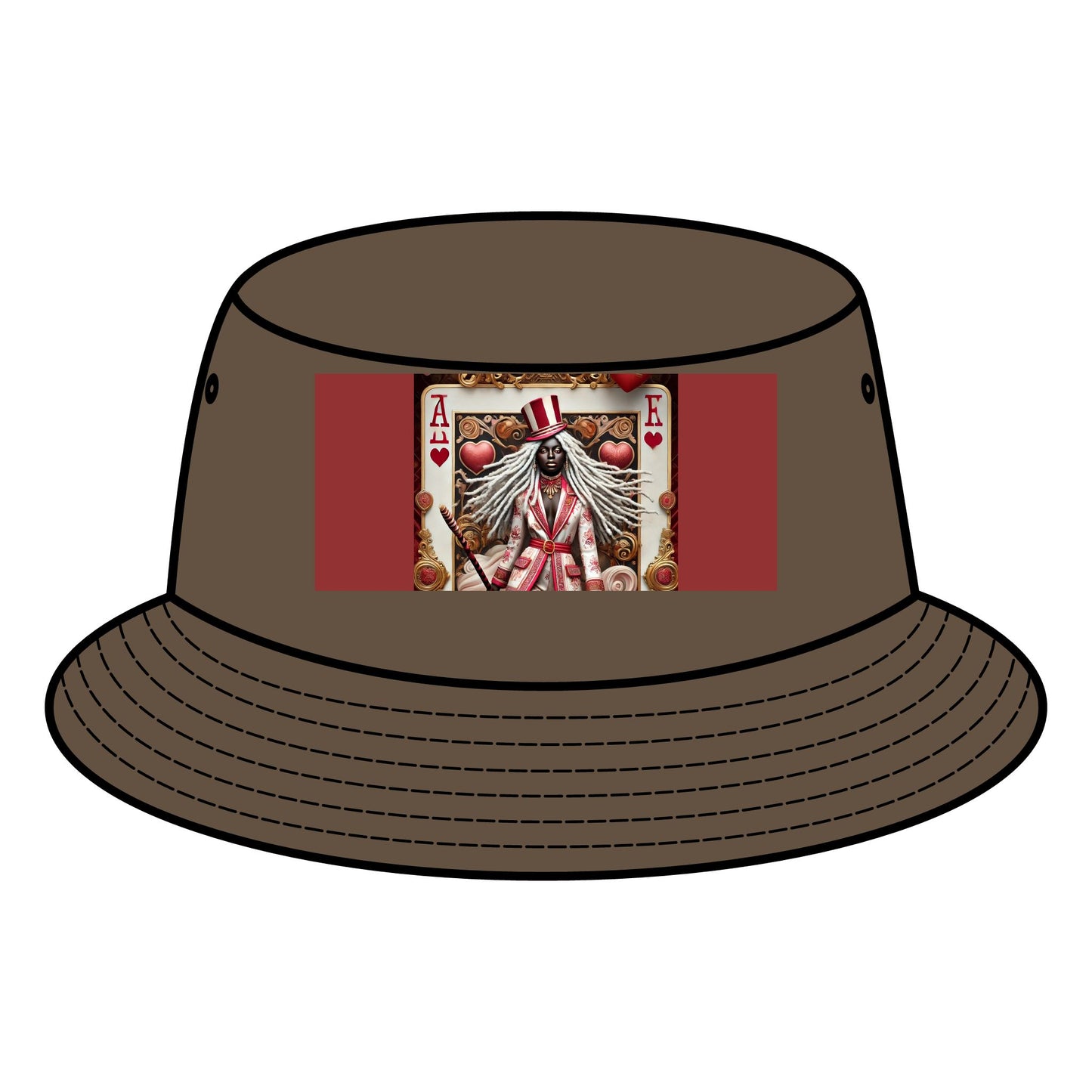 Queen of Hearts Bucket Hat - Stylish Canvas Hat for Festivals & Casual Outings