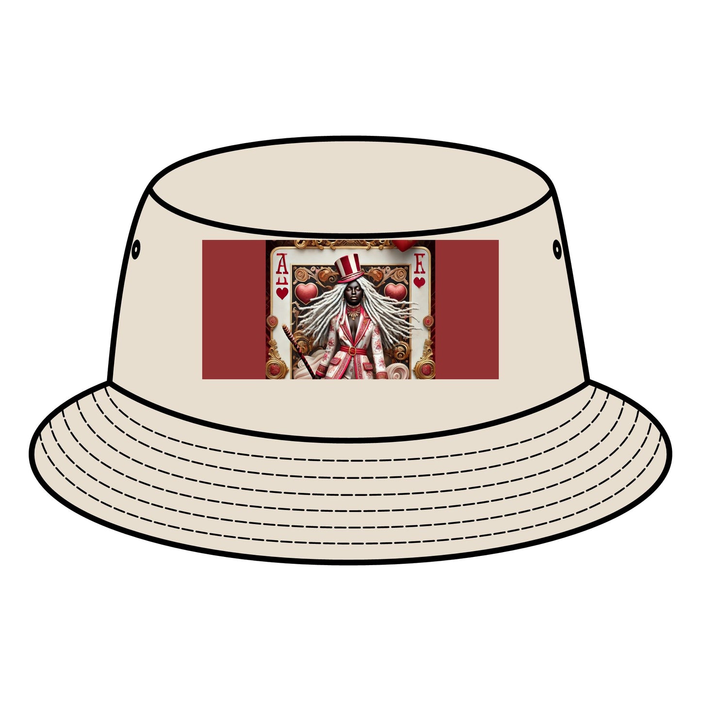 Queen of Hearts Bucket Hat - Stylish Canvas Hat for Festivals & Casual Outings