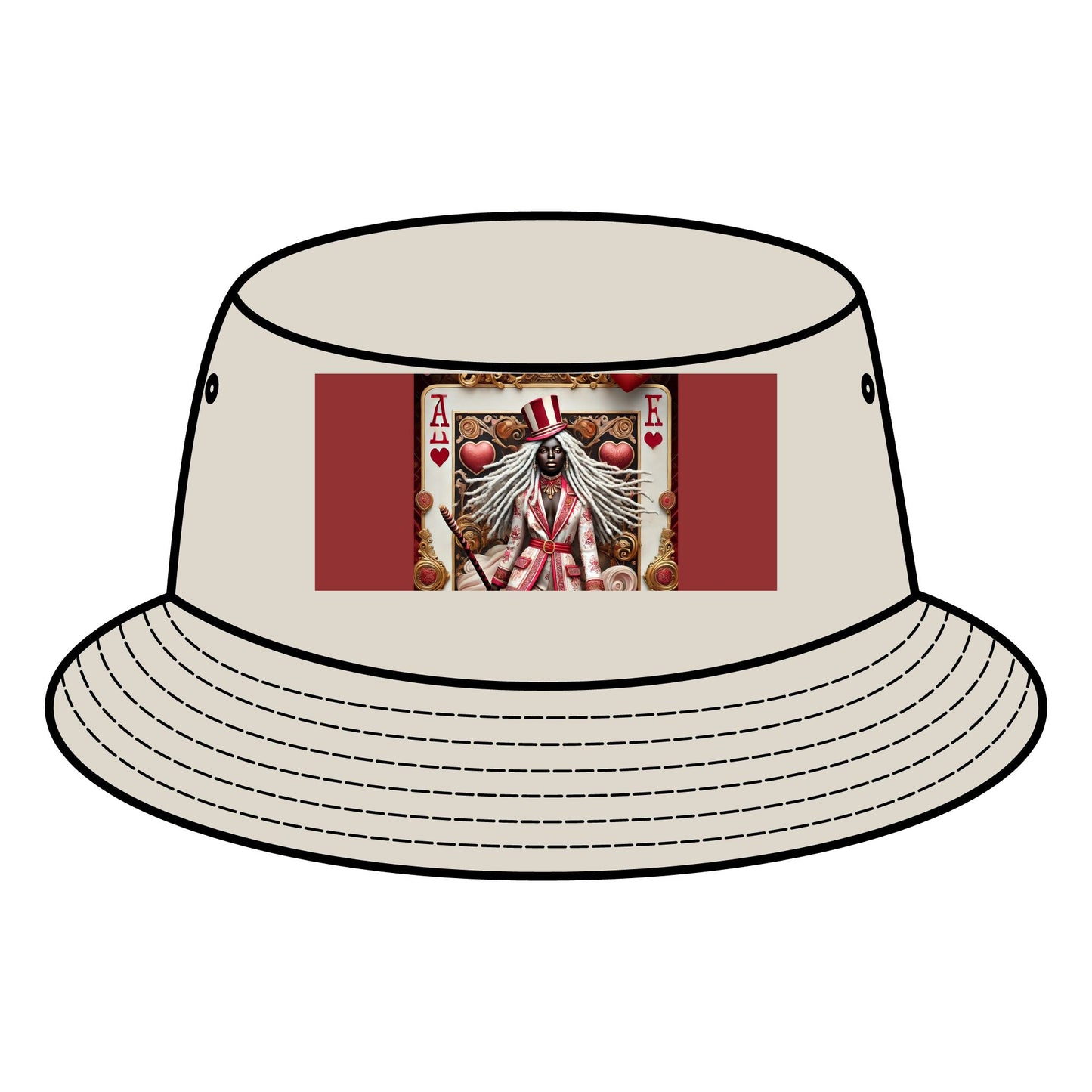 Queen of Hearts Bucket Hat - Stylish Canvas Hat for Festivals & Casual Outings