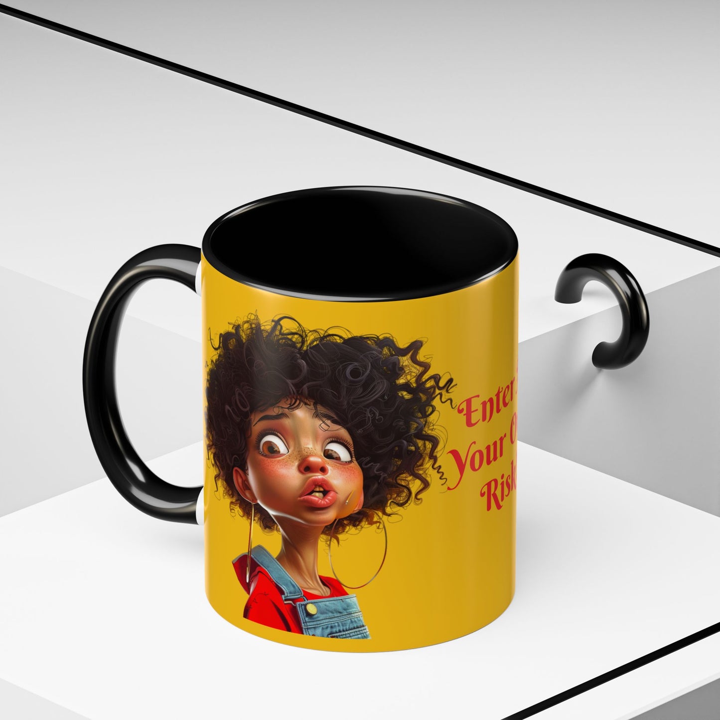 Enter At Your Own Risk Accent Coffee Mug (11, 15oz) #EYOR2