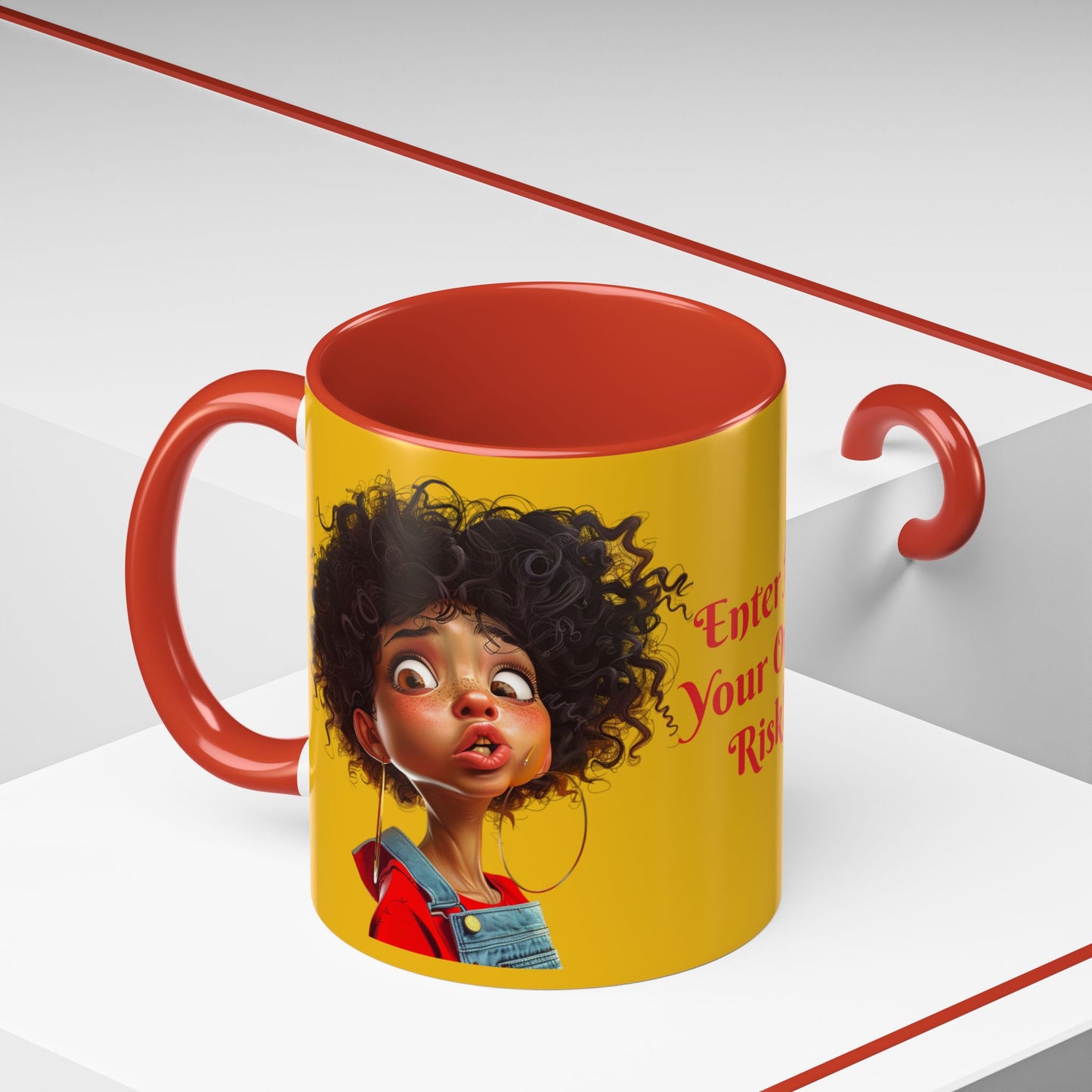 Enter At Your Own Risk Accent Coffee Mug (11, 15oz) #EYOR2