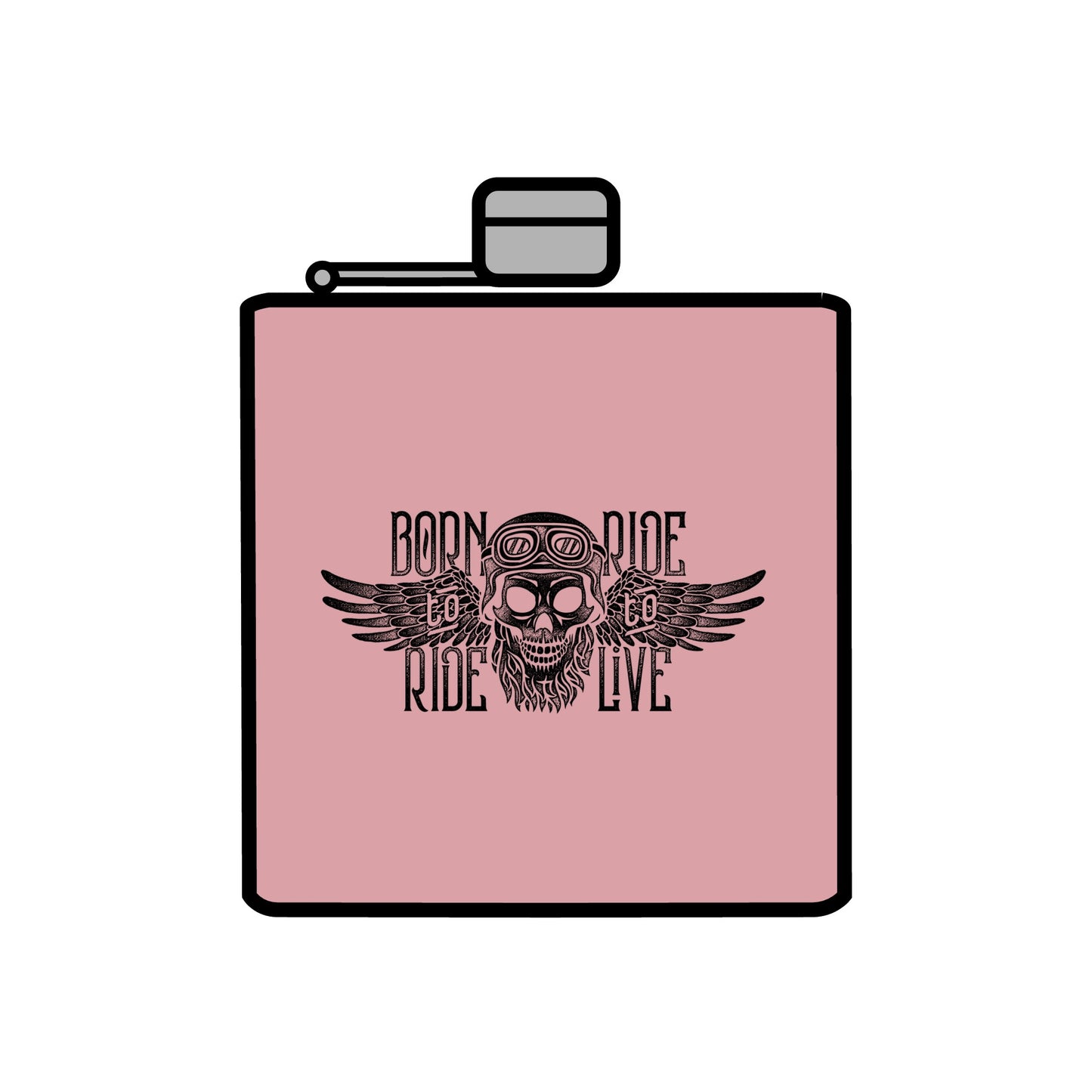 Born To Ride Stainless Steel Flask, 6oz #13M