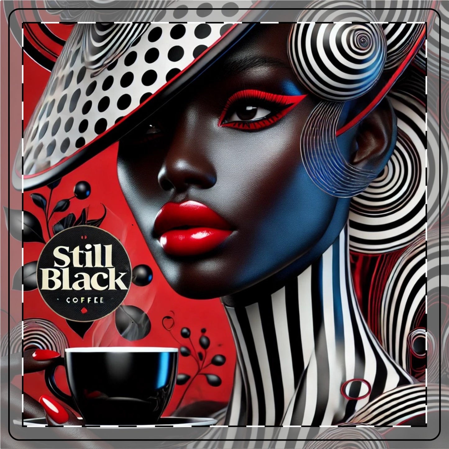 Still Black Ceramic Coaster #SB15