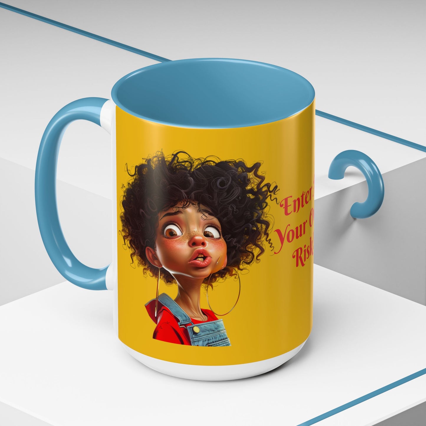 Enter At Your Own Risk Accent Coffee Mug (11, 15oz) #EYOR2