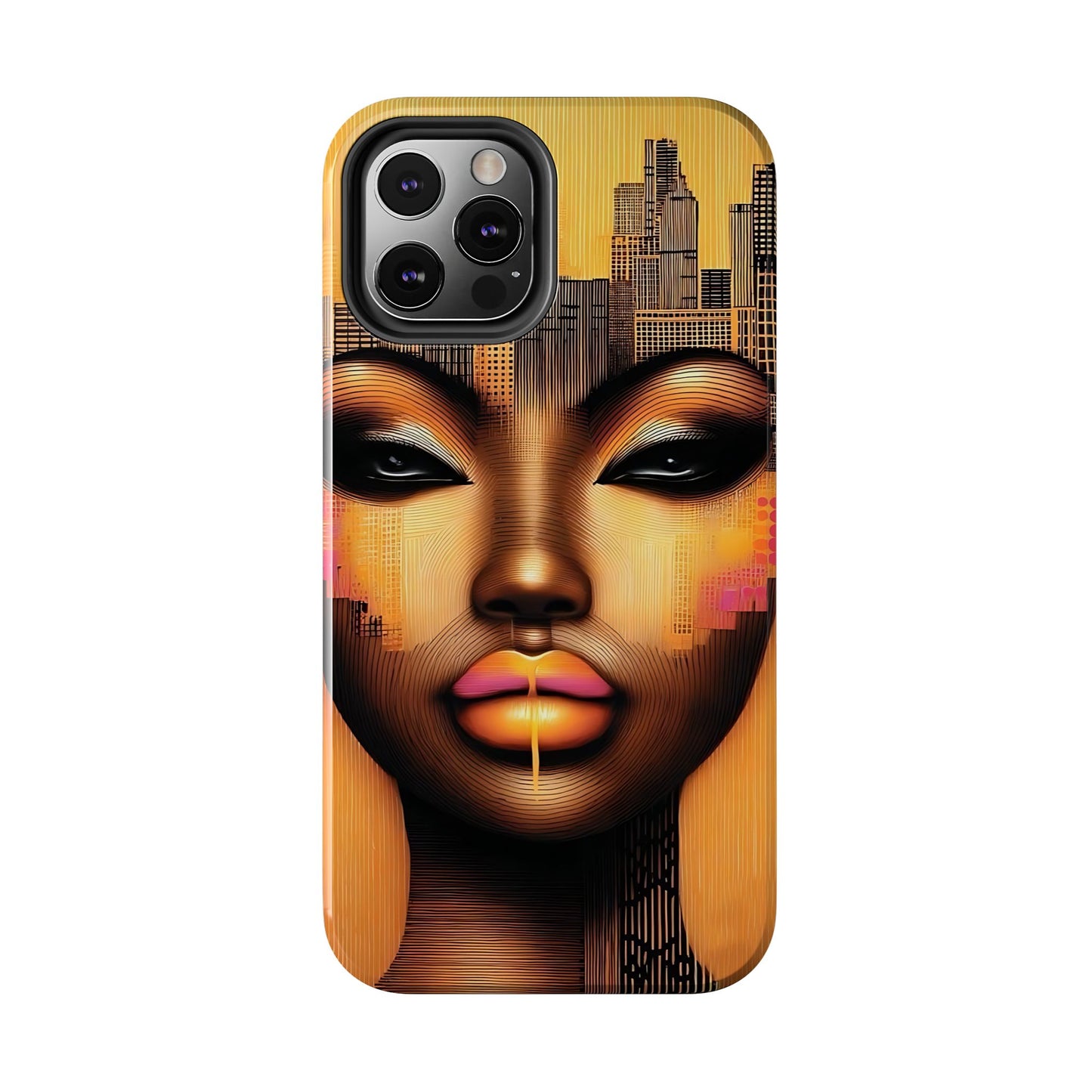 Afrocentric Tough Phone Case, City Girl On The Move Unique Design, Urban Street Style, Protective Cellphone Cover, Trendy Mobile Accessory