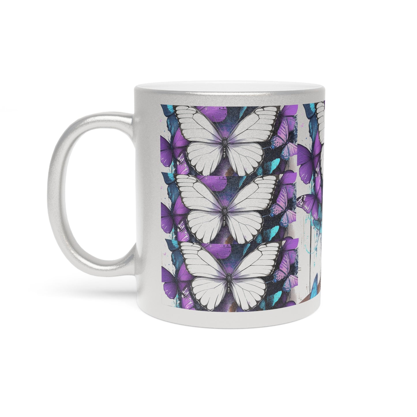 Butterfly Beauty Metallic Mug African Art Mug, Silverold Mug, Gift for Her