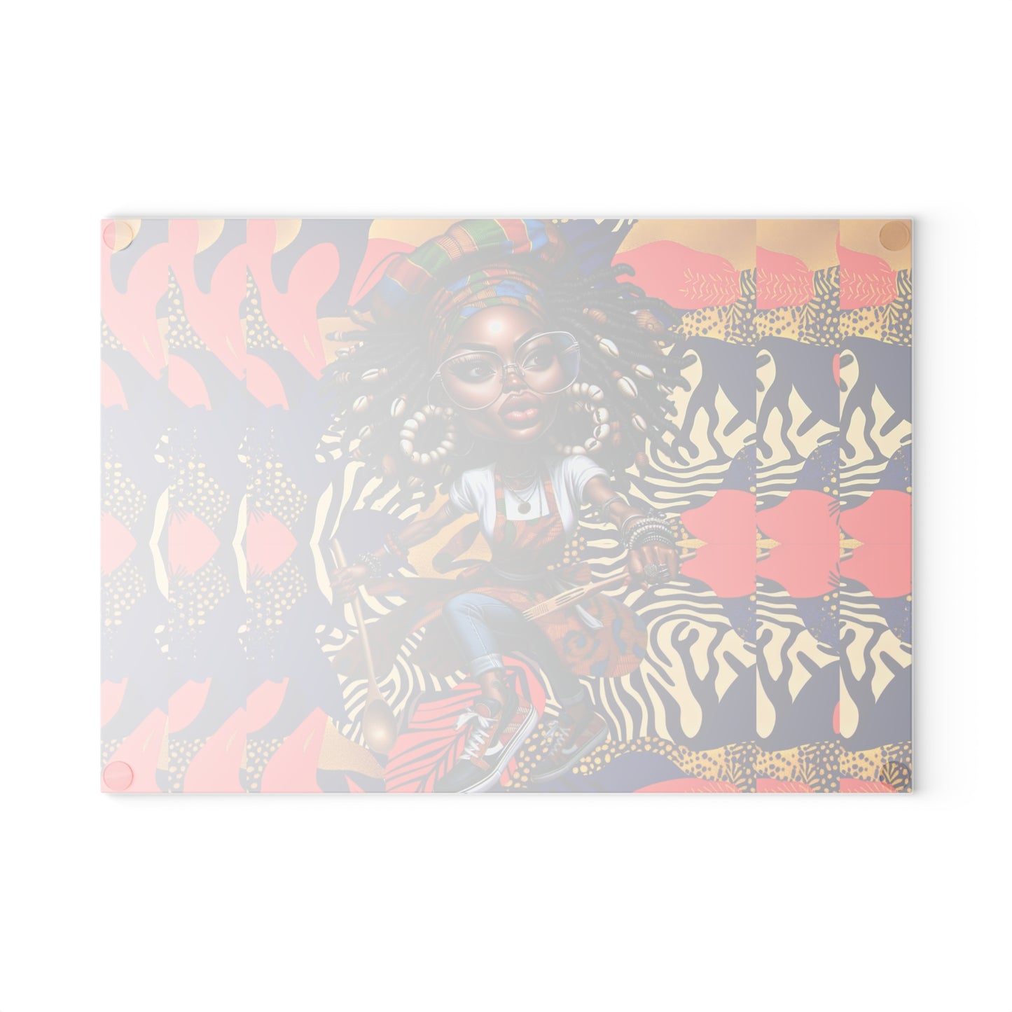 Glass Cutting Board, Afrocentric Kitchen Decor, Ankara Pattern Glass Board, Ethnic Design Cheese Board, Unique Housewarming Gift