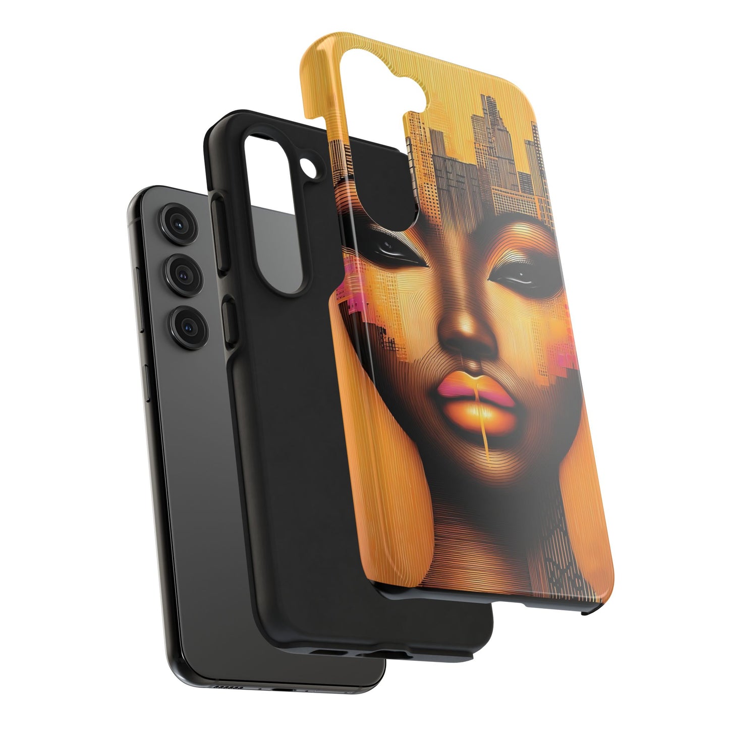 Afrocentric Tough Phone Case, City Girl On The Move Unique Design, Urban Street Style, Protective Cellphone Cover, Trendy Mobile Accessory