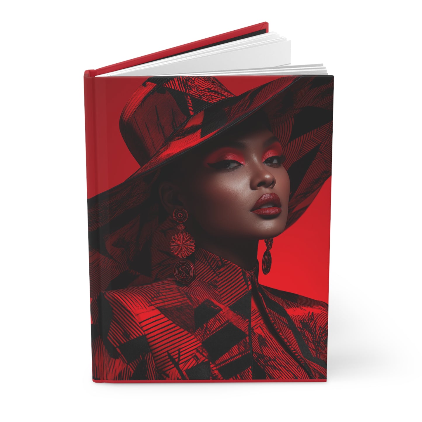 Afrocentric Woman Journal, Red Garnet Diary Notebook Gift for Writers, Matte