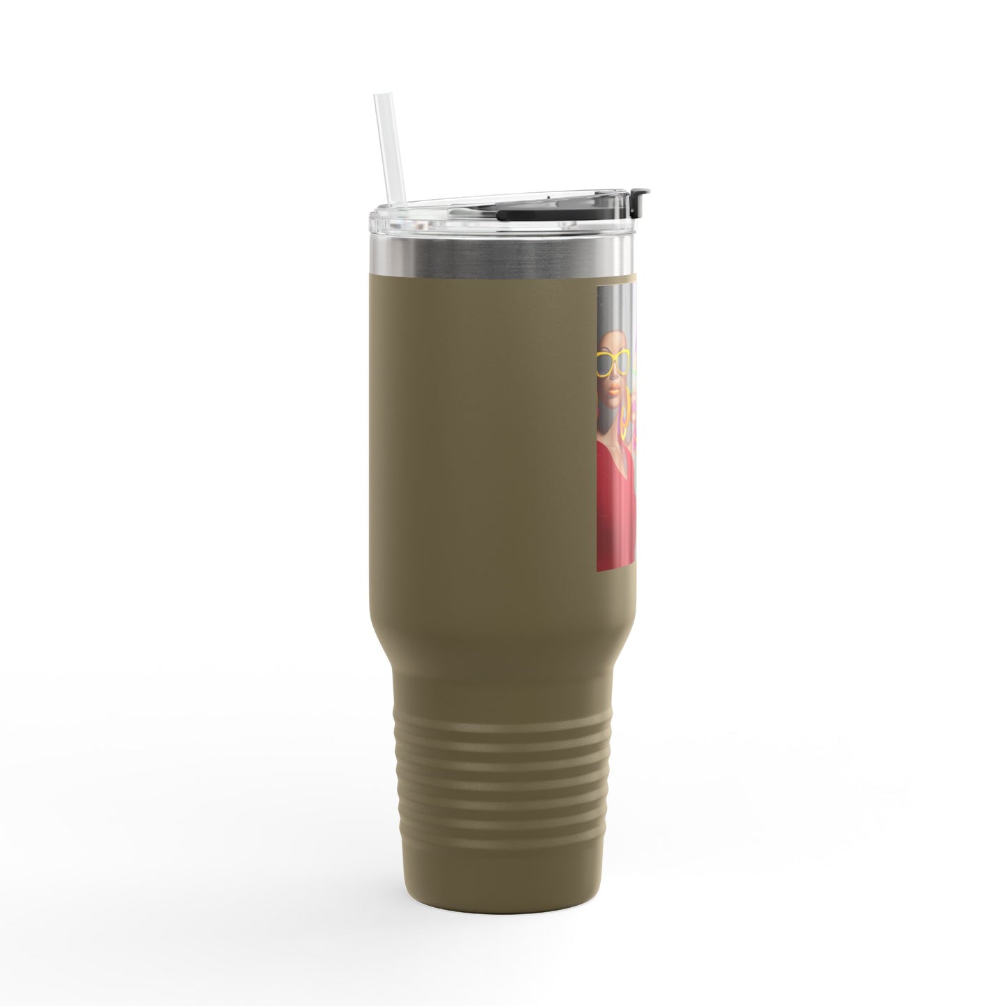 Afrocentric Tumbler Mug, Black Woman Afro Sunglasses Drinkware, Travel Coffee