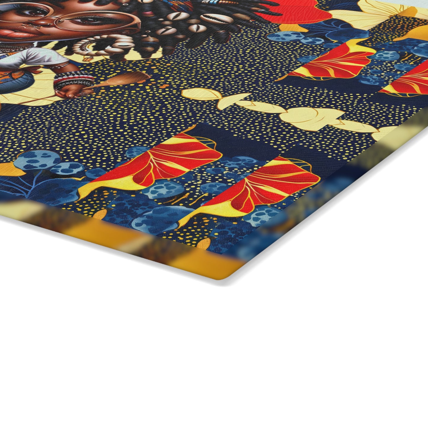 Glass Cutting Board, Afrocentric Kitchen Decor, Ankara Pattern Glass Board, Ethnic Design Cheese Board, Unique Housewarming Gift