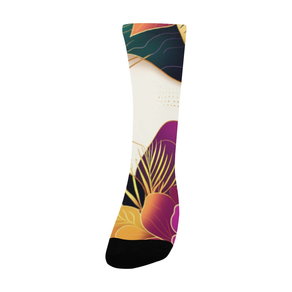 Flowers Abstract Ankara Inspired Golden Waves Men's Socks Women's Custom Socks