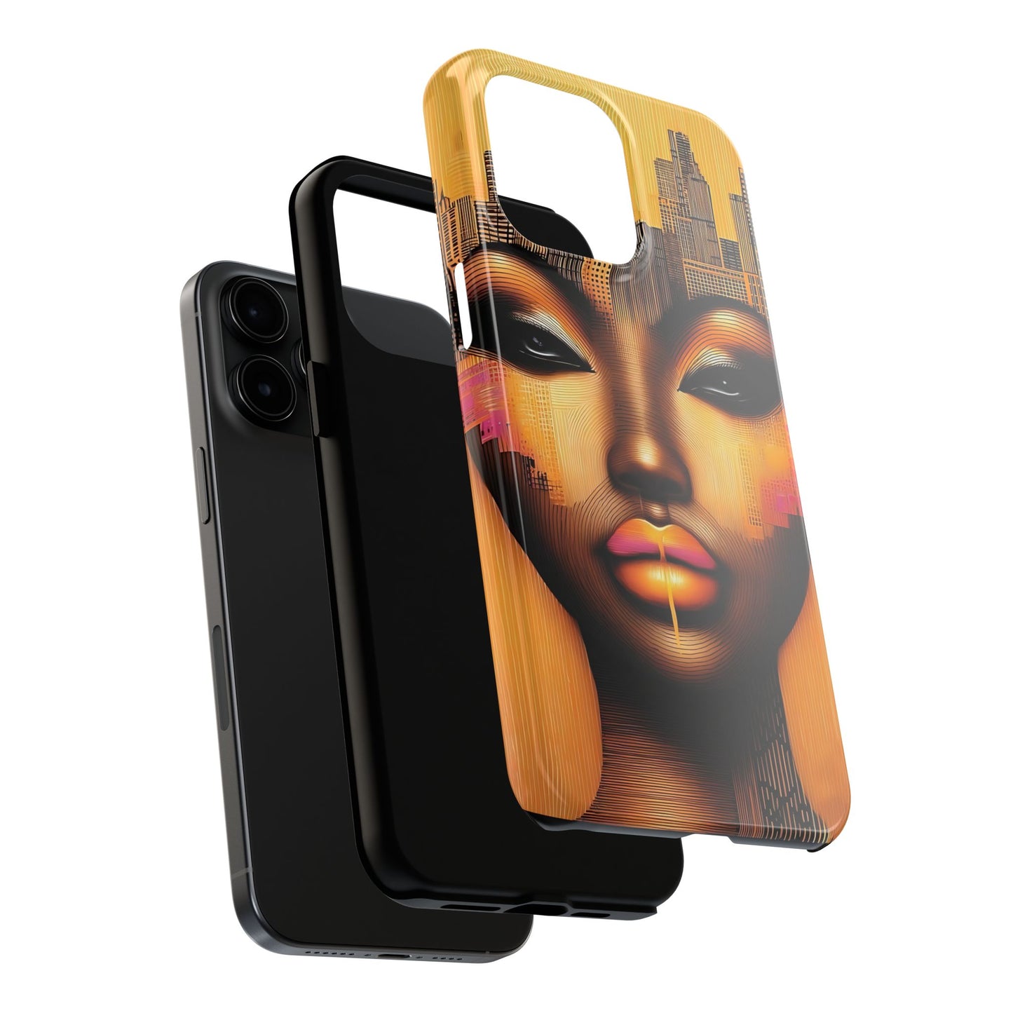 Afrocentric Tough Phone Case, City Girl On The Move Unique Design, Urban Street Style, Protective Cellphone Cover, Trendy Mobile Accessory