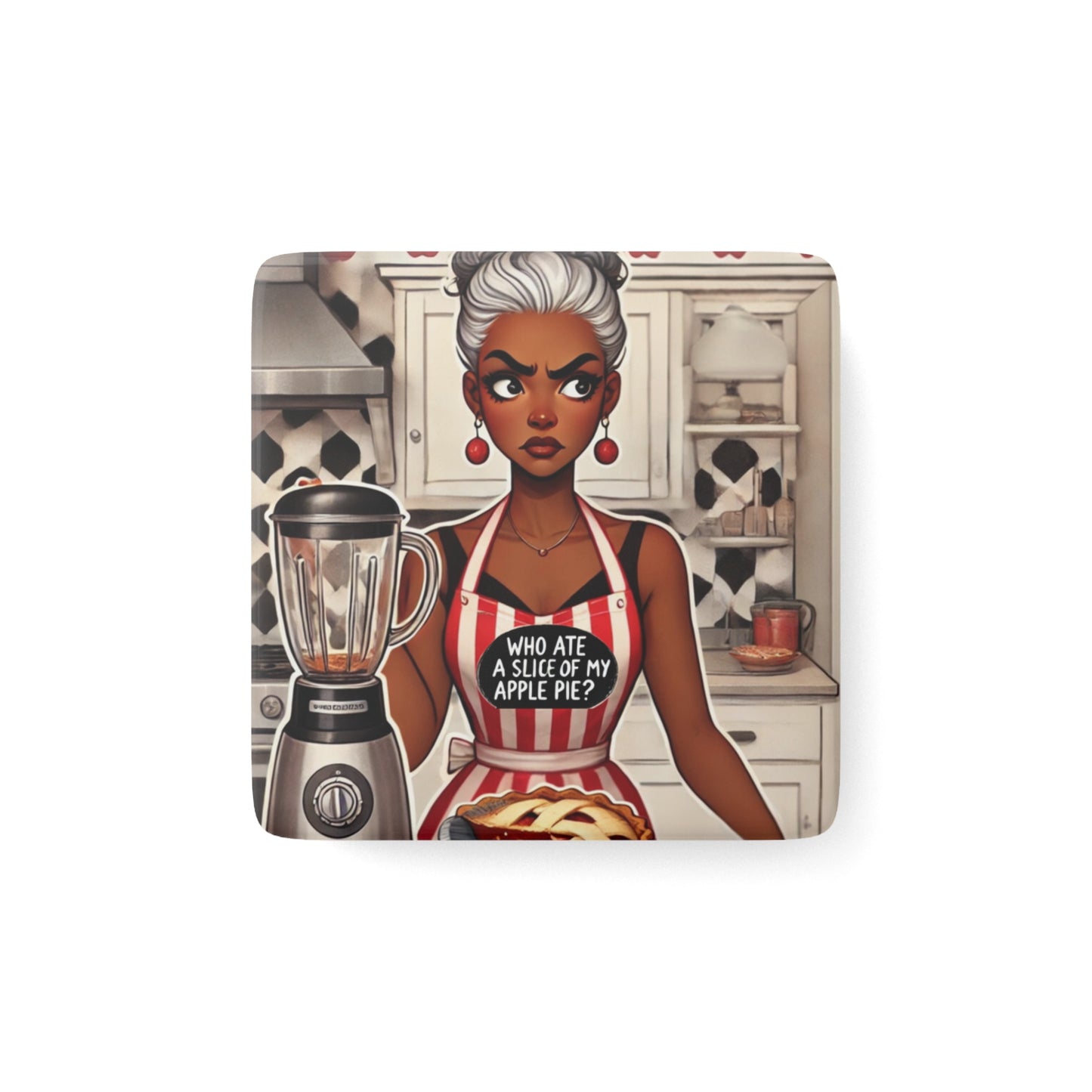 Apple Pie Heist Porcelain Magnet, Square #APH1