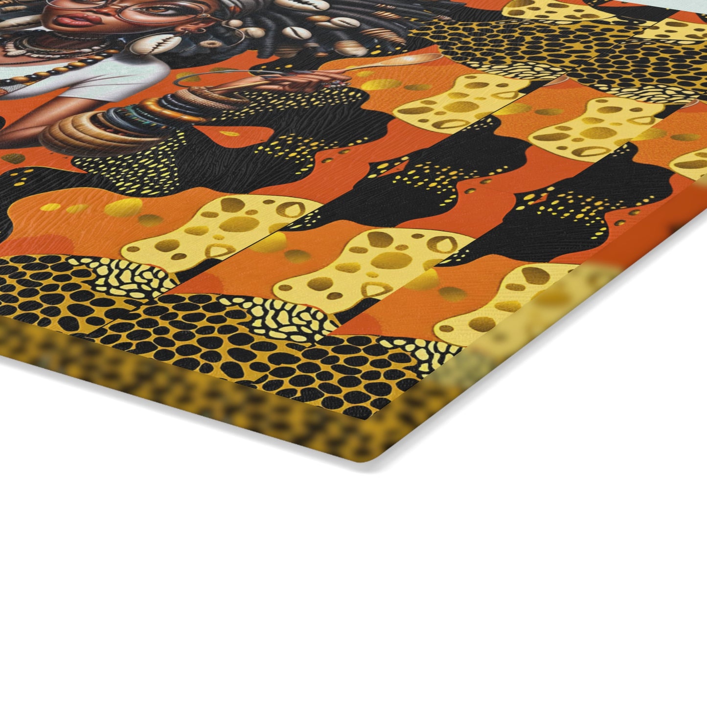 Glass Cutting Board, Afrocentric Kitchen Decor, Ankara Pattern Glass Board, Ethnic Design Cheese Board, Unique Housewarming Gift