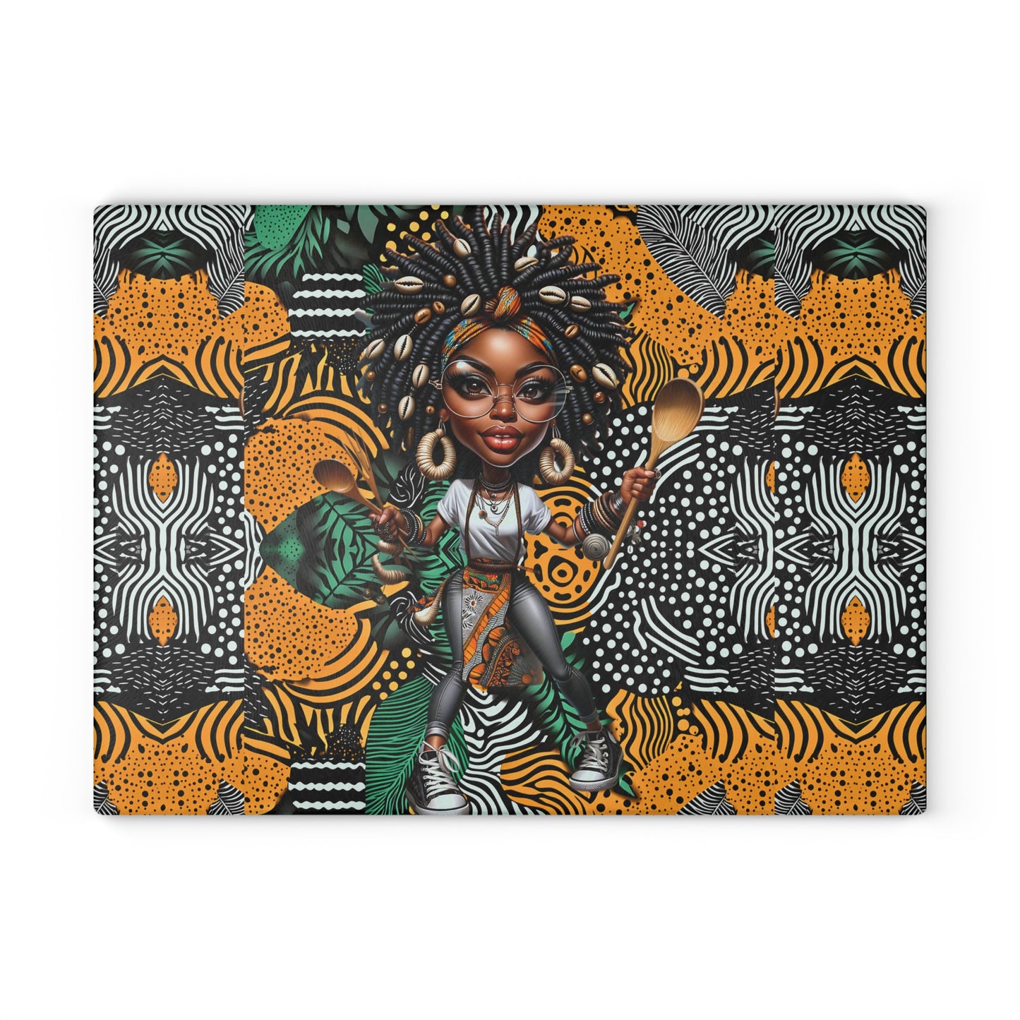Glass Cutting Board, Afrocentric Kitchen Decor, Ankara Pattern Glass Board, Ethnic Design Cheese Board, Unique Housewarming Gift