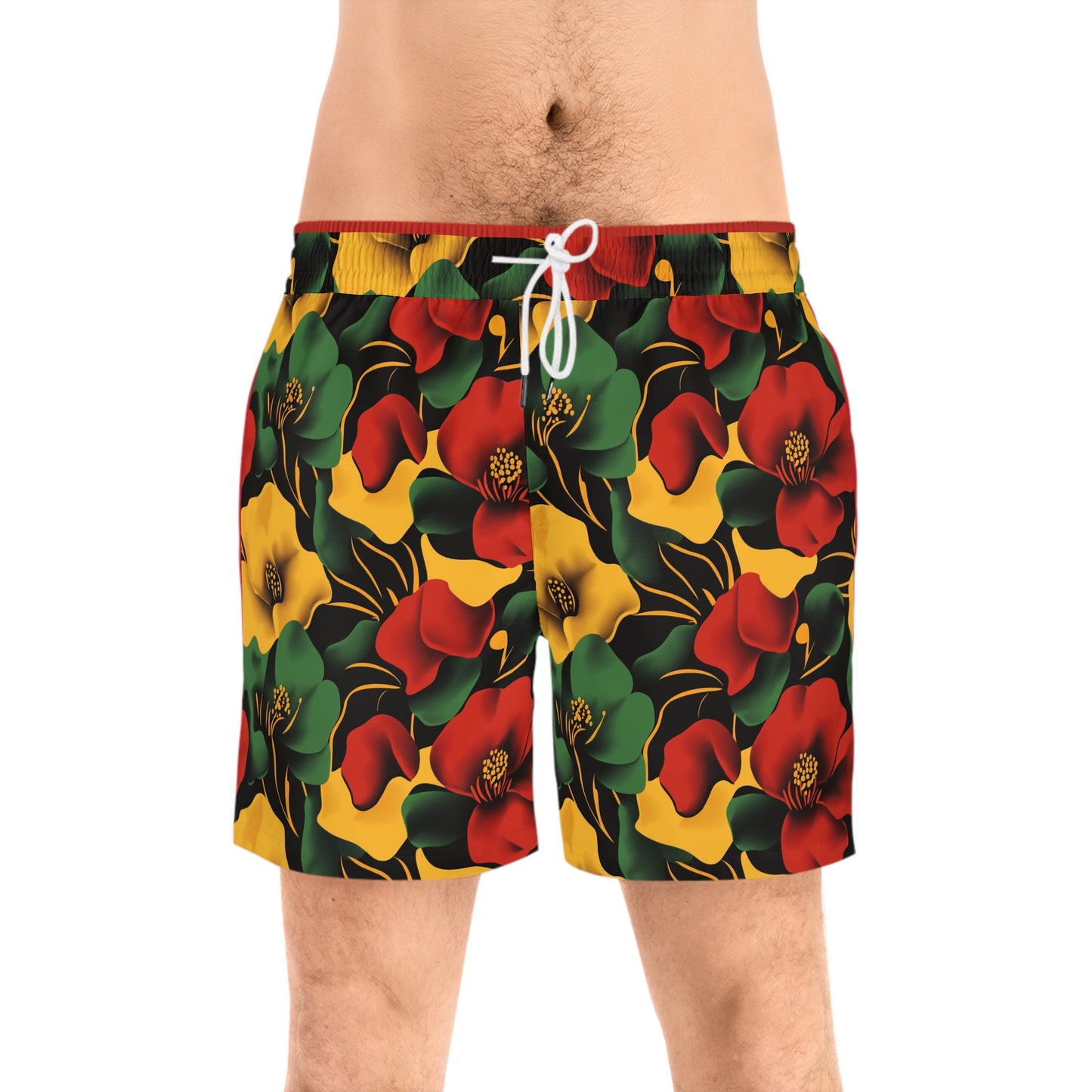 Vibrant Floral Mens Swim Shorts Beachwear Pool Party Summer Vacation Tropical Getaway Gift for Dad