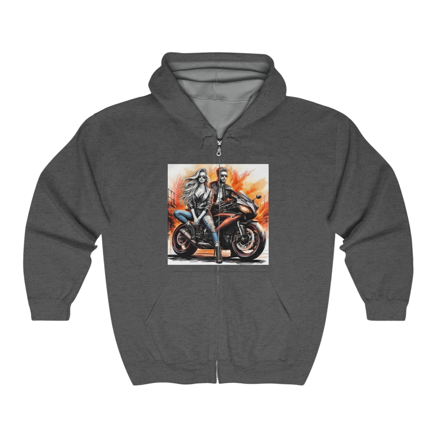 Born To Ride Unisex Heavy Blend™ Full Zip Hooded Sweatshirt #13MU