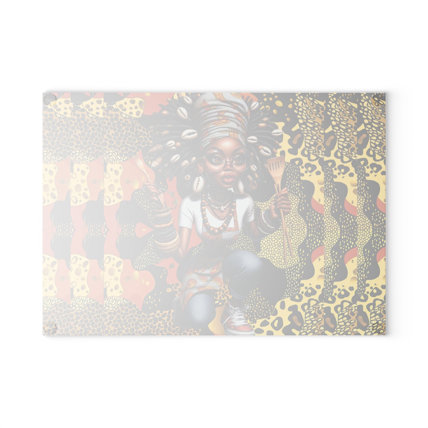 Glass Cutting Board, Afrocentric Kitchen Decor, Ankara Pattern Glass Board, Ethnic Design Cheese Board, Unique Housewarming Gift