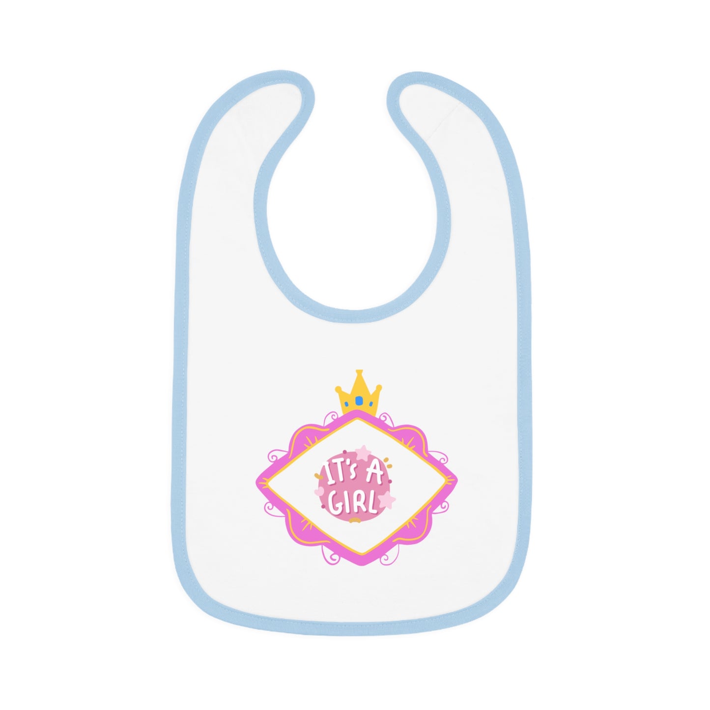 It's A Girl Baby Contrast Trim Jersey Bib #IAG1