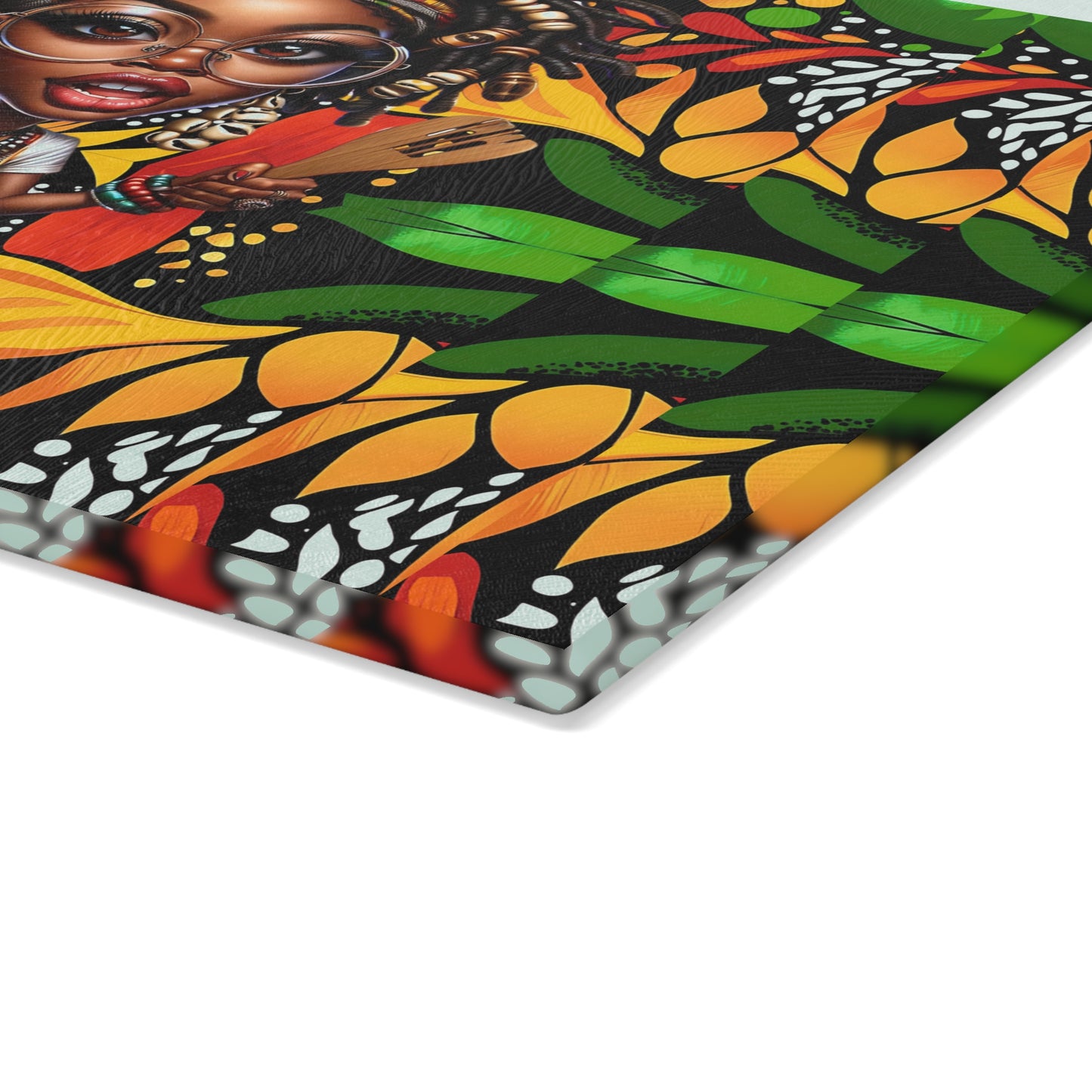 Glass Cutting Board, Afrocentric Kitchen Decor, Ankara Pattern Glass Board, Ethnic Design Cheese Board, Unique Housewarming Gift