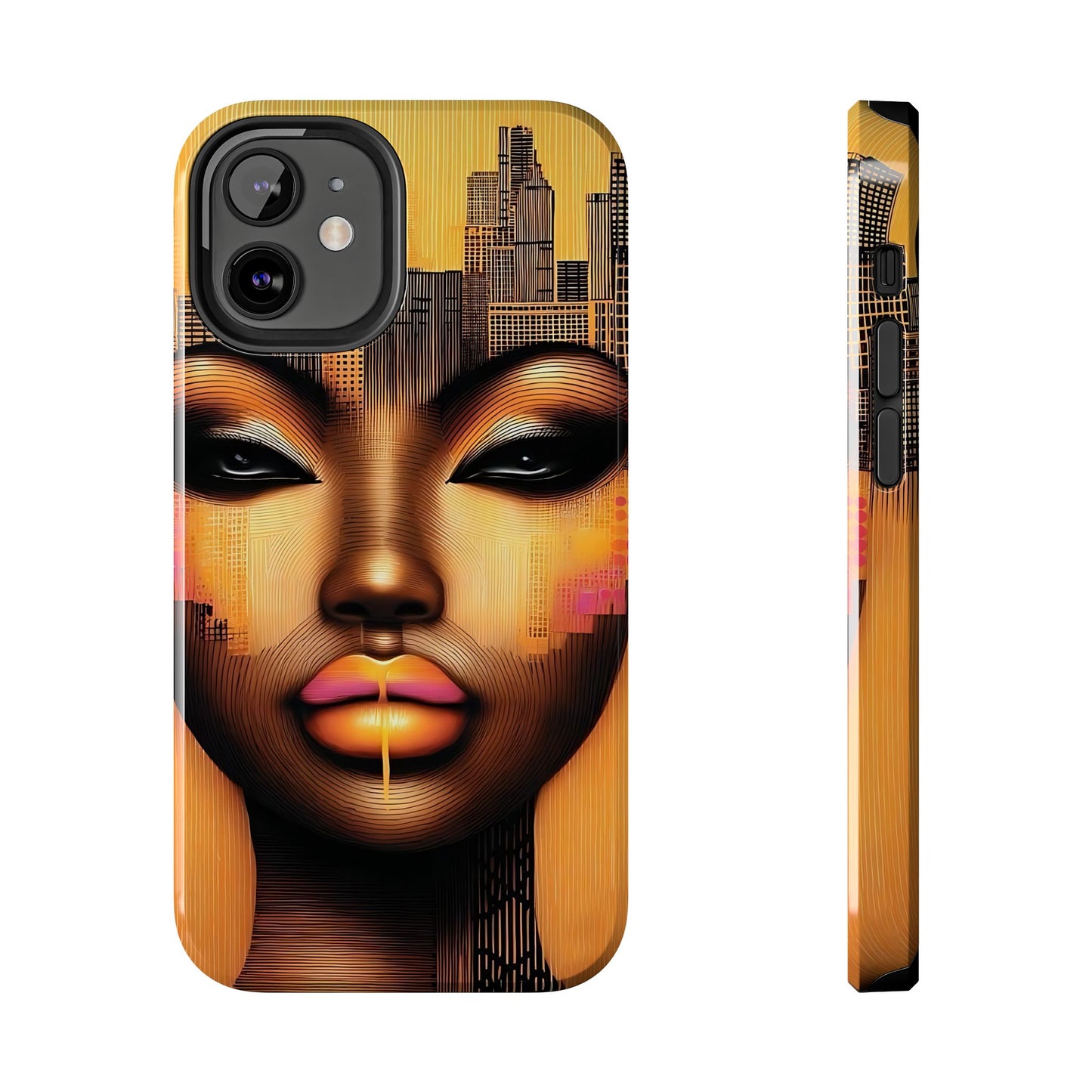 Afrocentric Tough Phone Case, City Girl On The Move Unique Design, Urban Street Style, Protective Cellphone Cover, Trendy Mobile Accessory