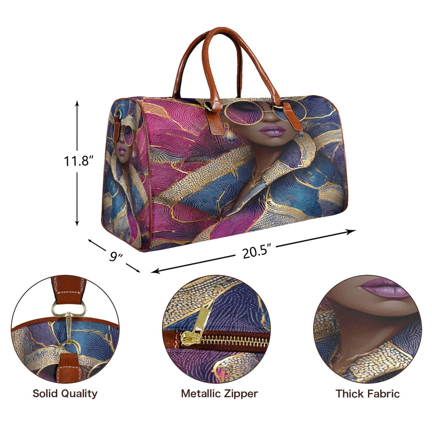 Shaded Beauty Travel Bag Large Capacity Travel Bag-Large (Brown Short Patch) (1737)