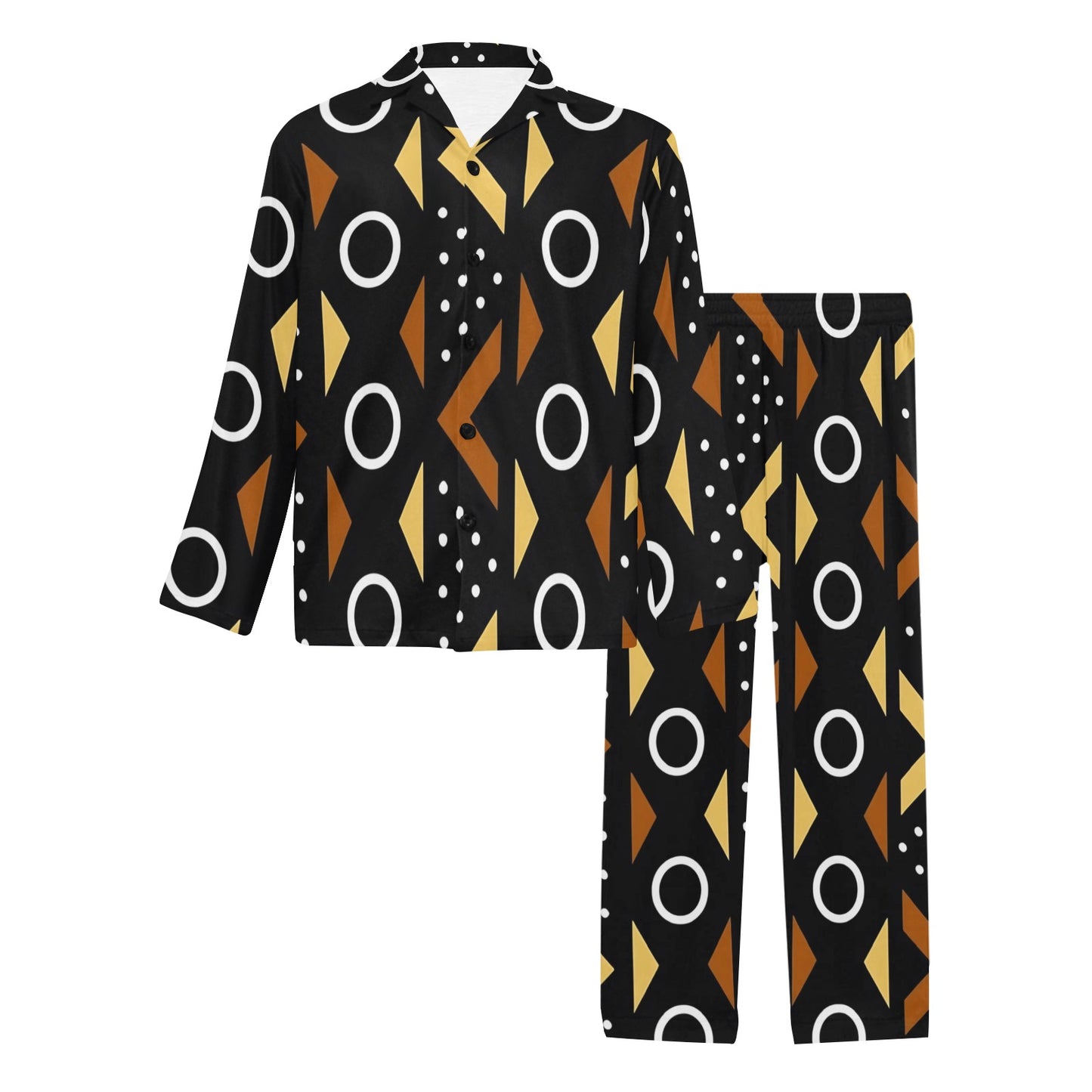 Afrocentric Pattern Men's Pajama Set Men's V-Neck Long Pajama Set