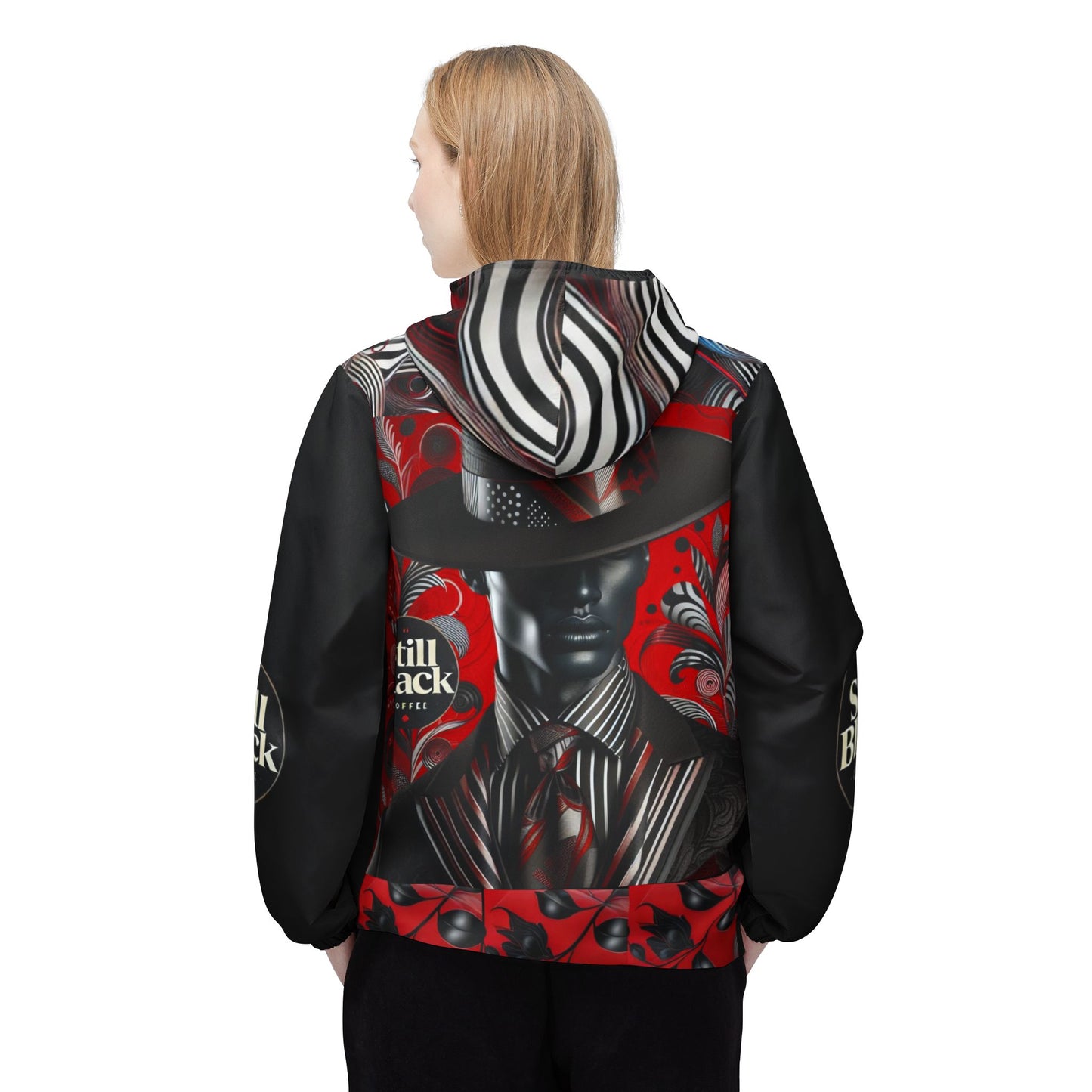 Still Black Windbreaker Jacket (AOP) #SB16