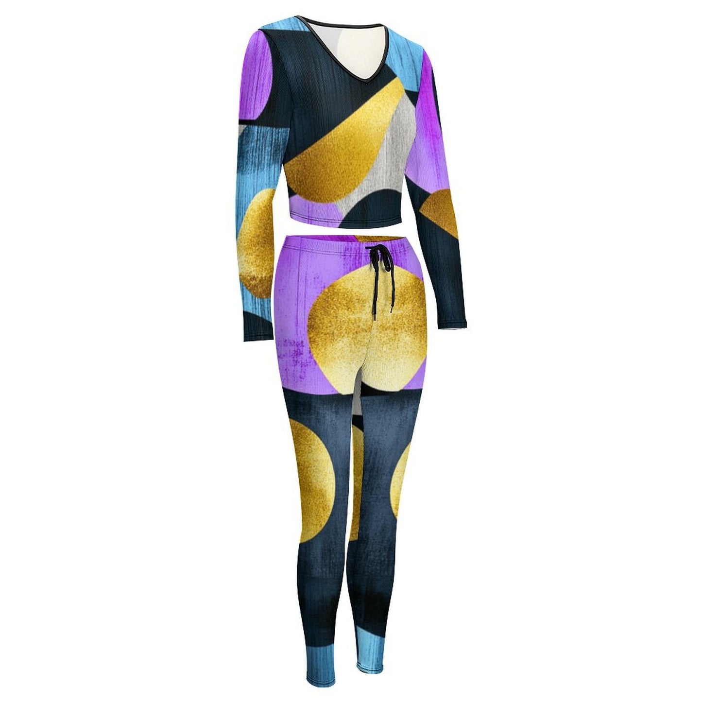V neck sweatshirt set Women's V-neck Long Sleeve Yoga Set