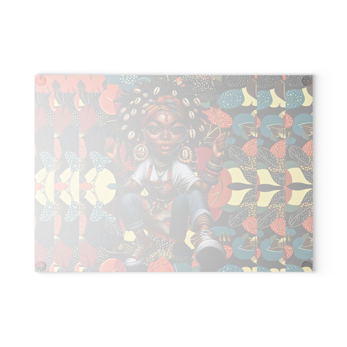 Glass Cutting Board, Afrocentric Kitchen Decor, Ankara Pattern Glass Board, Ethnic Design Cheese Board, Unique Housewarming Gift