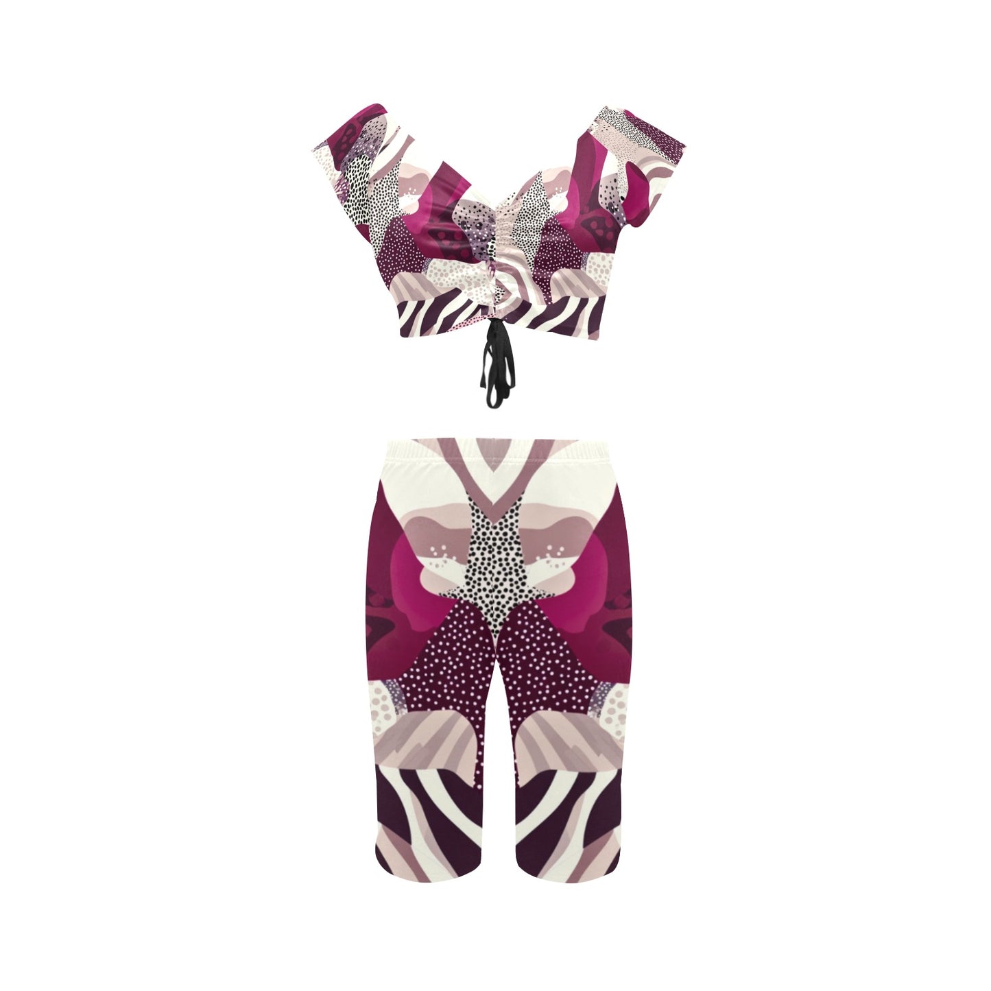 Burgundy Camo Women's Yoga Set Women's Crop Top Yoga Set